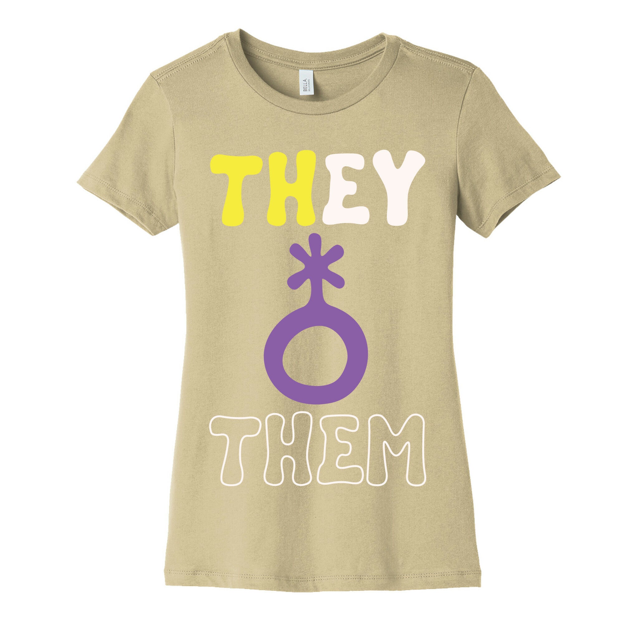 They Them Non Binary White Print Women's Cotton Tee