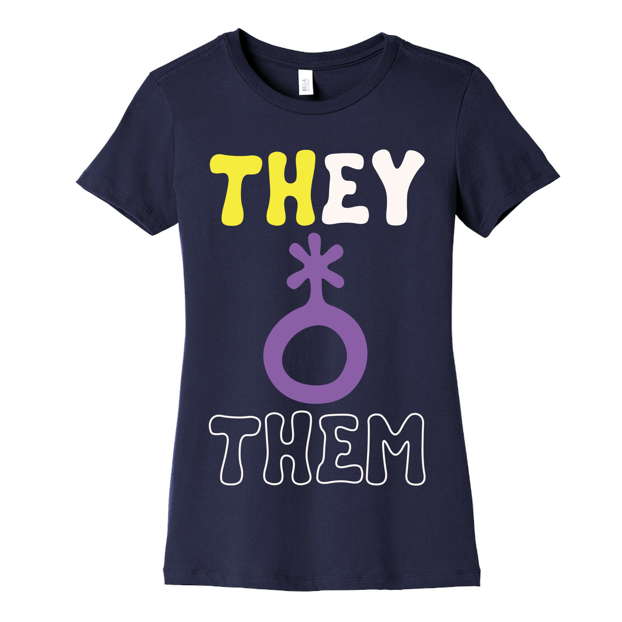 They Them Non Binary White Print Women's Cotton Tee