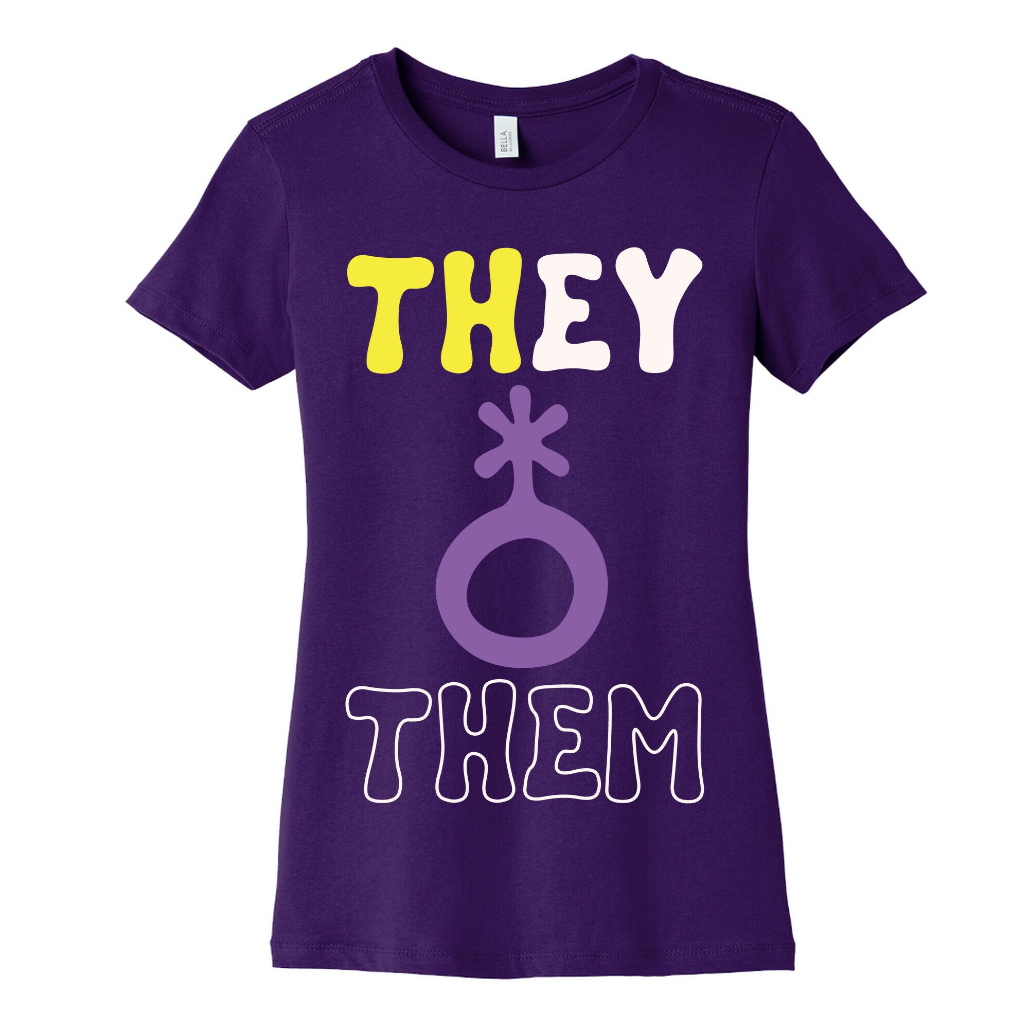 They Them Non Binary White Print Women's Cotton Tee