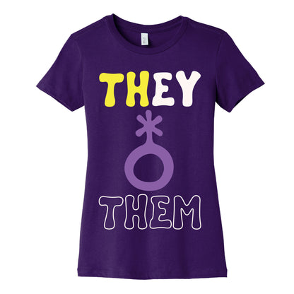 They Them Non Binary White Print Women's Cotton Tee