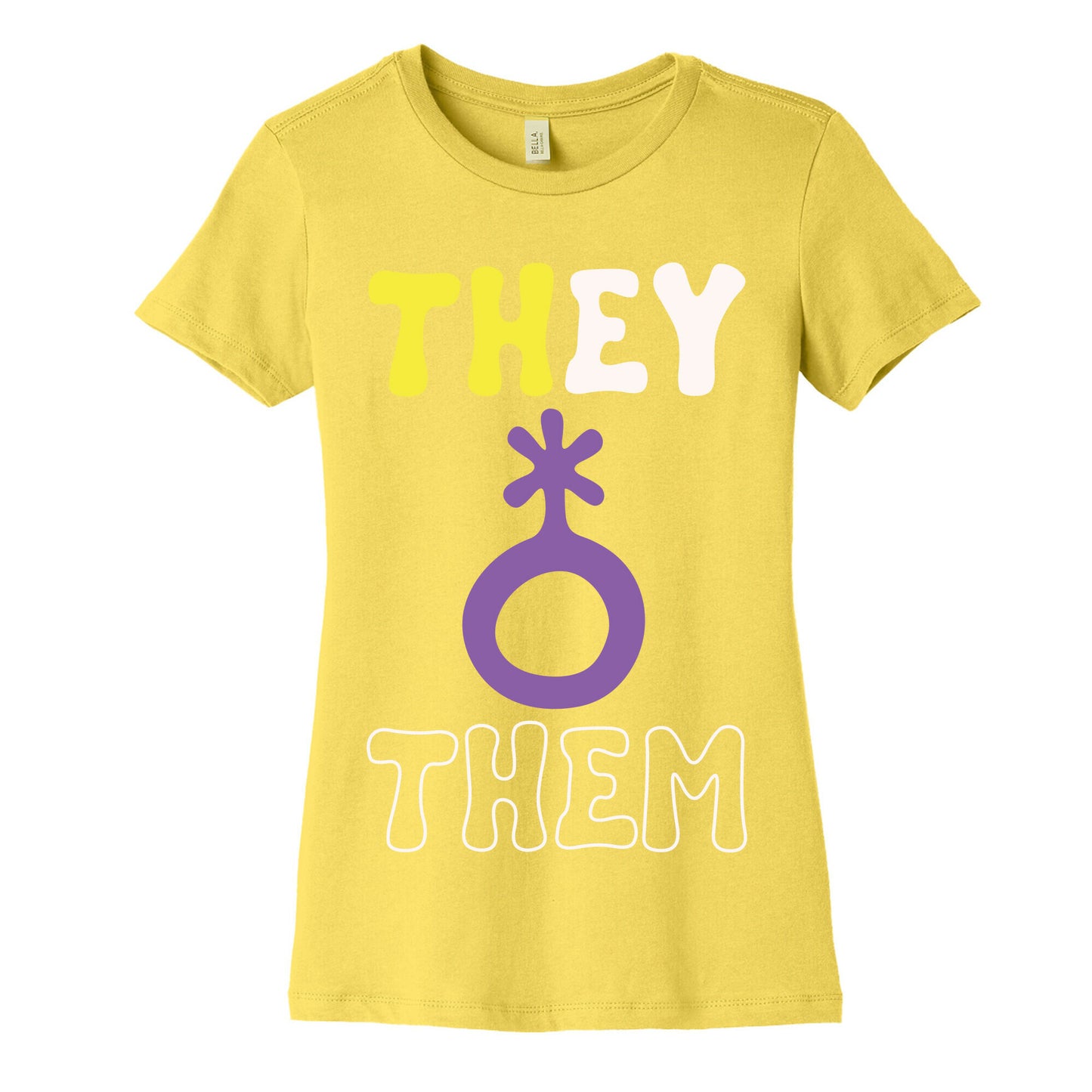 They Them Non Binary White Print Women's Cotton Tee