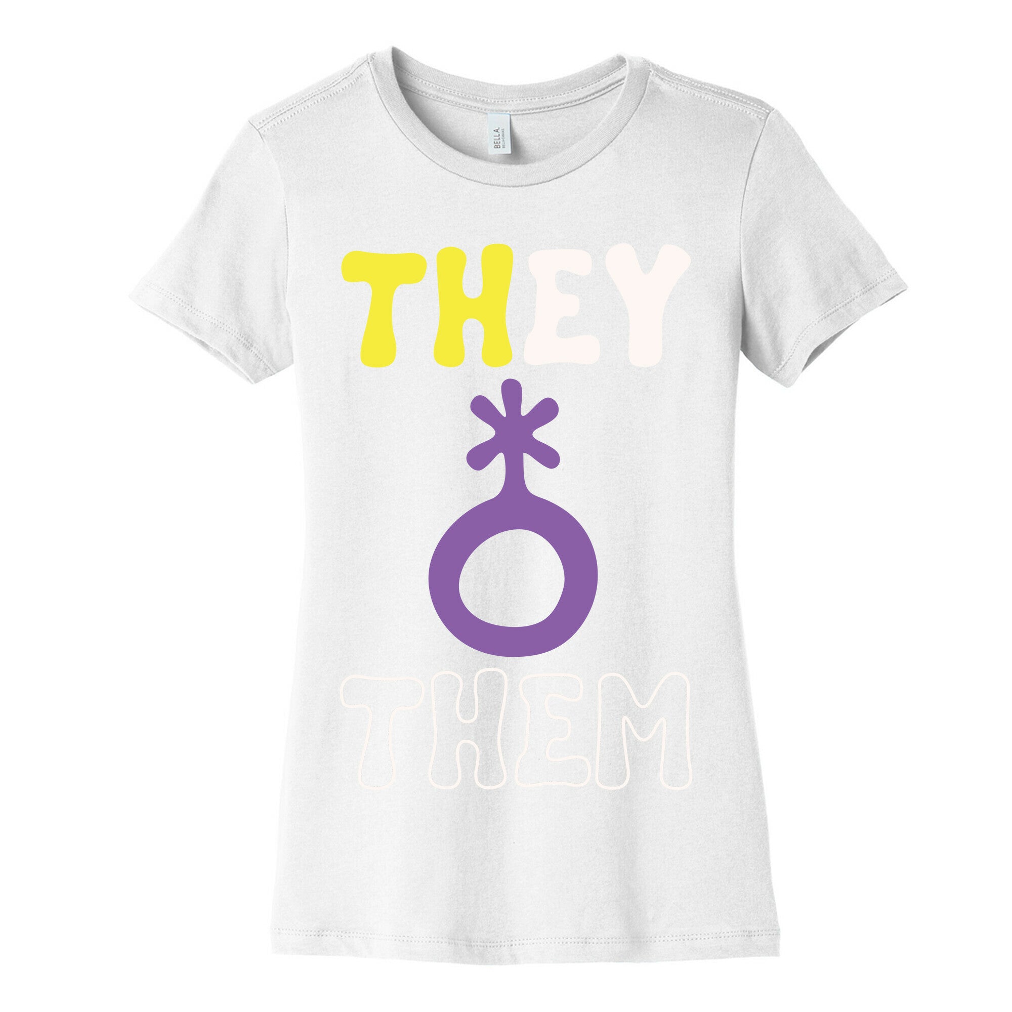 They Them Non Binary White Print Women's Cotton Tee