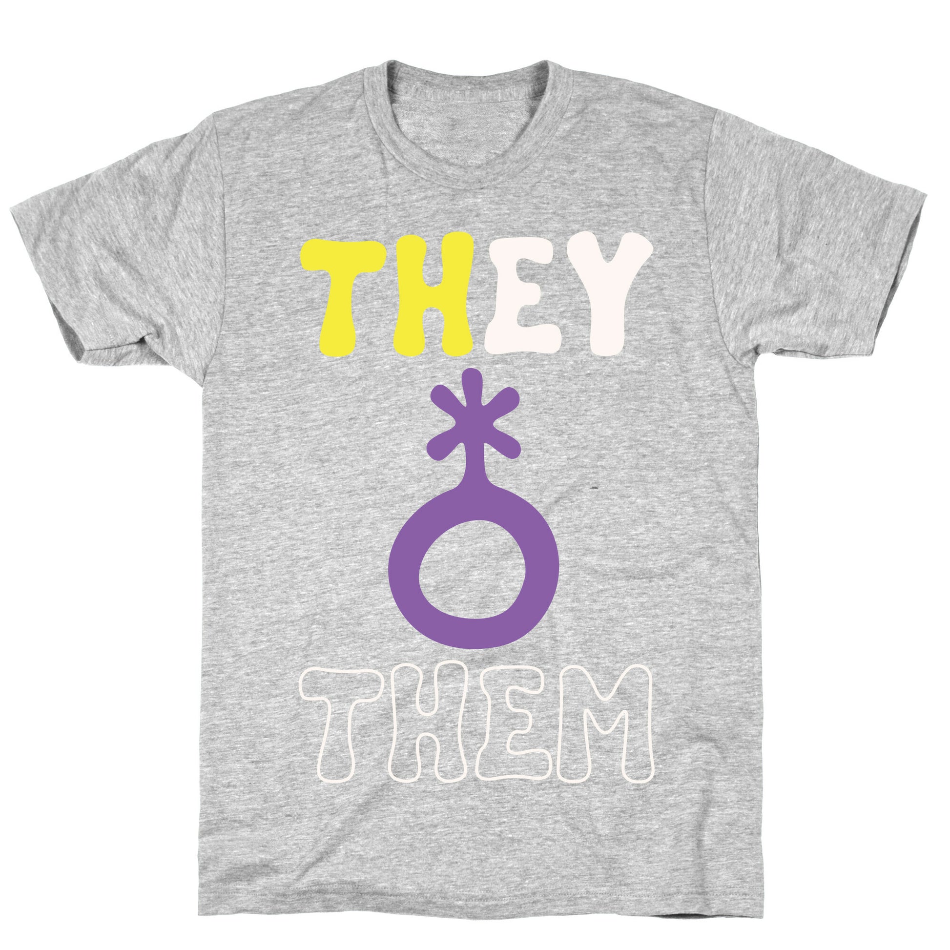 They Them Non Binary White Print T-Shirt