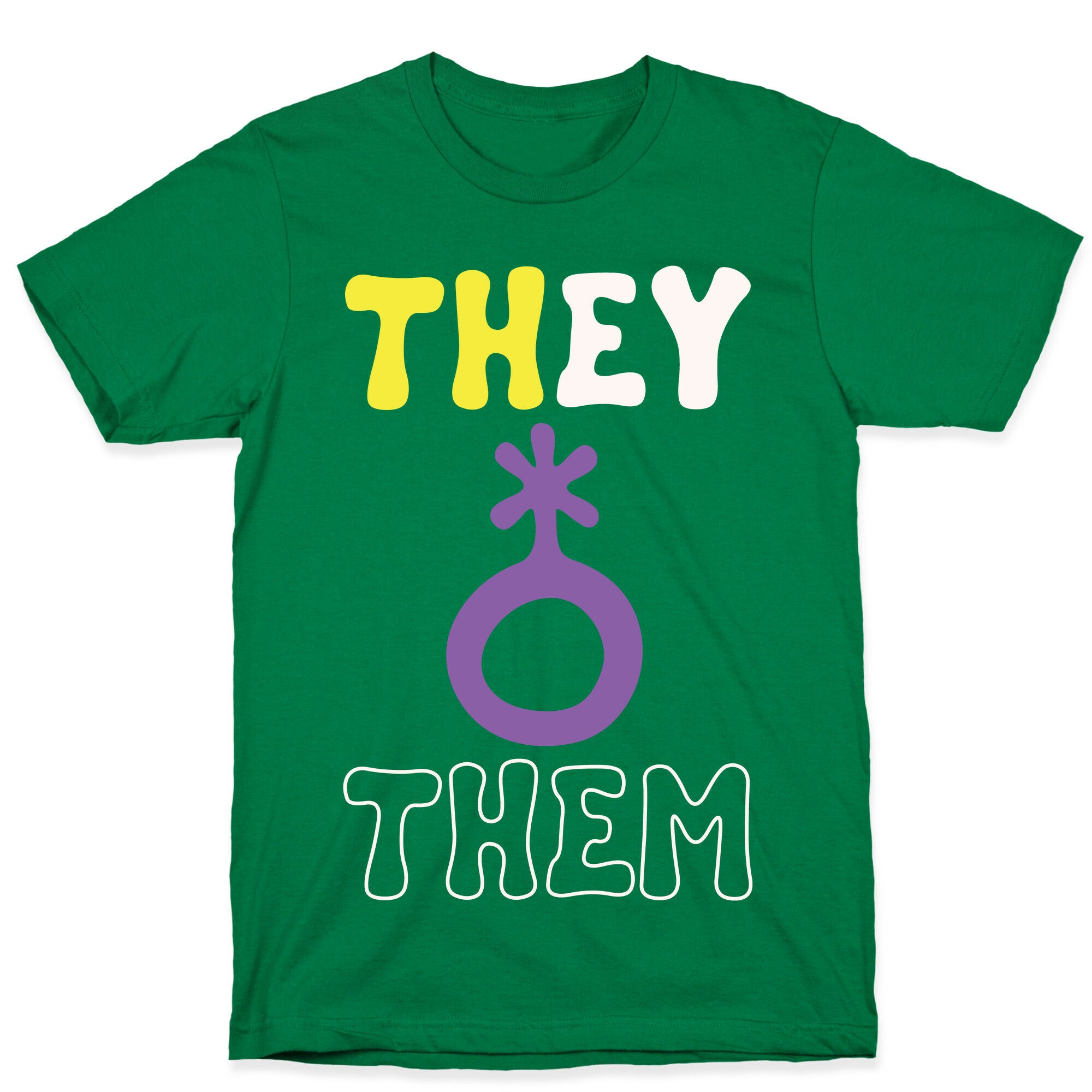 They Them Non Binary White Print T-Shirt