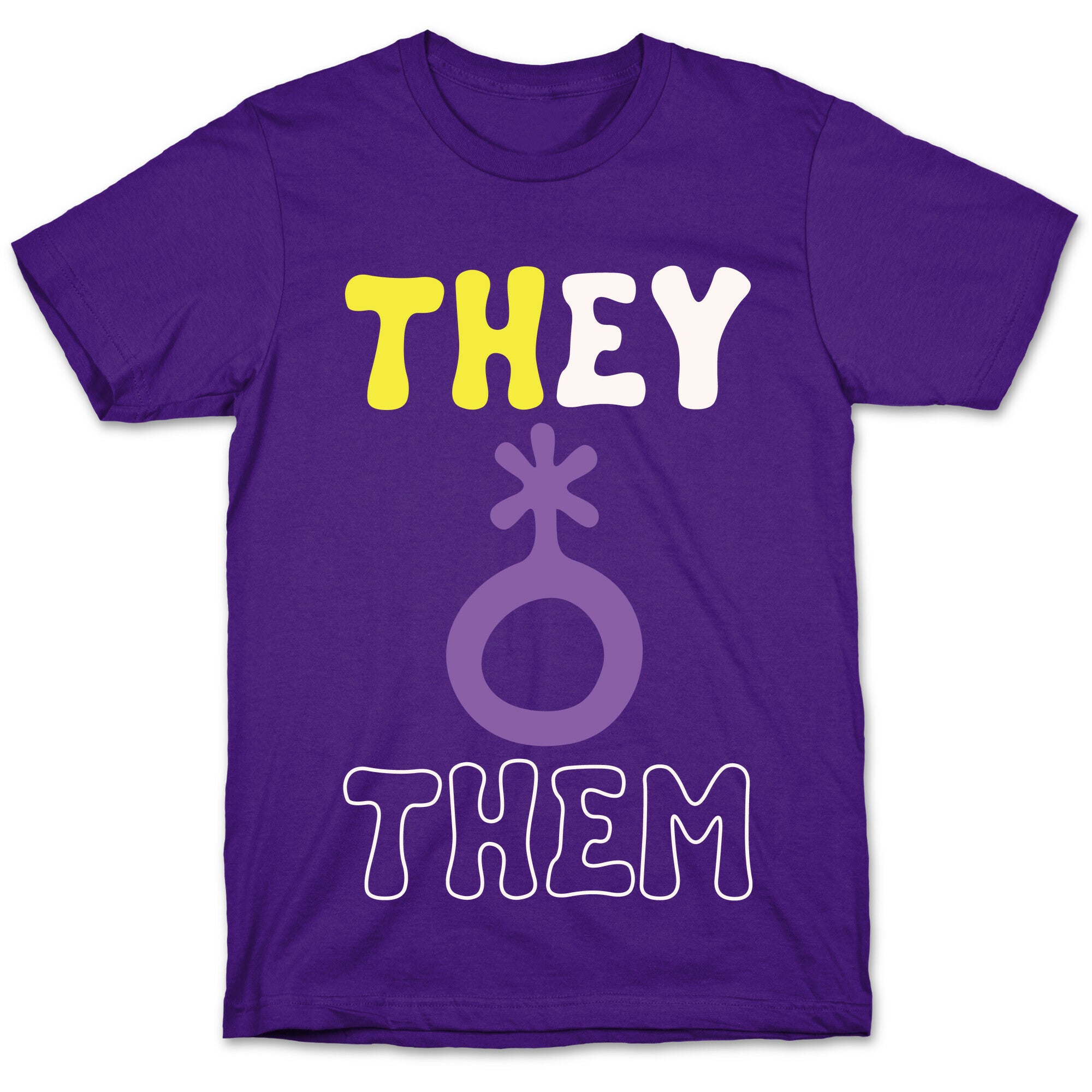 They Them Non Binary White Print T-Shirt