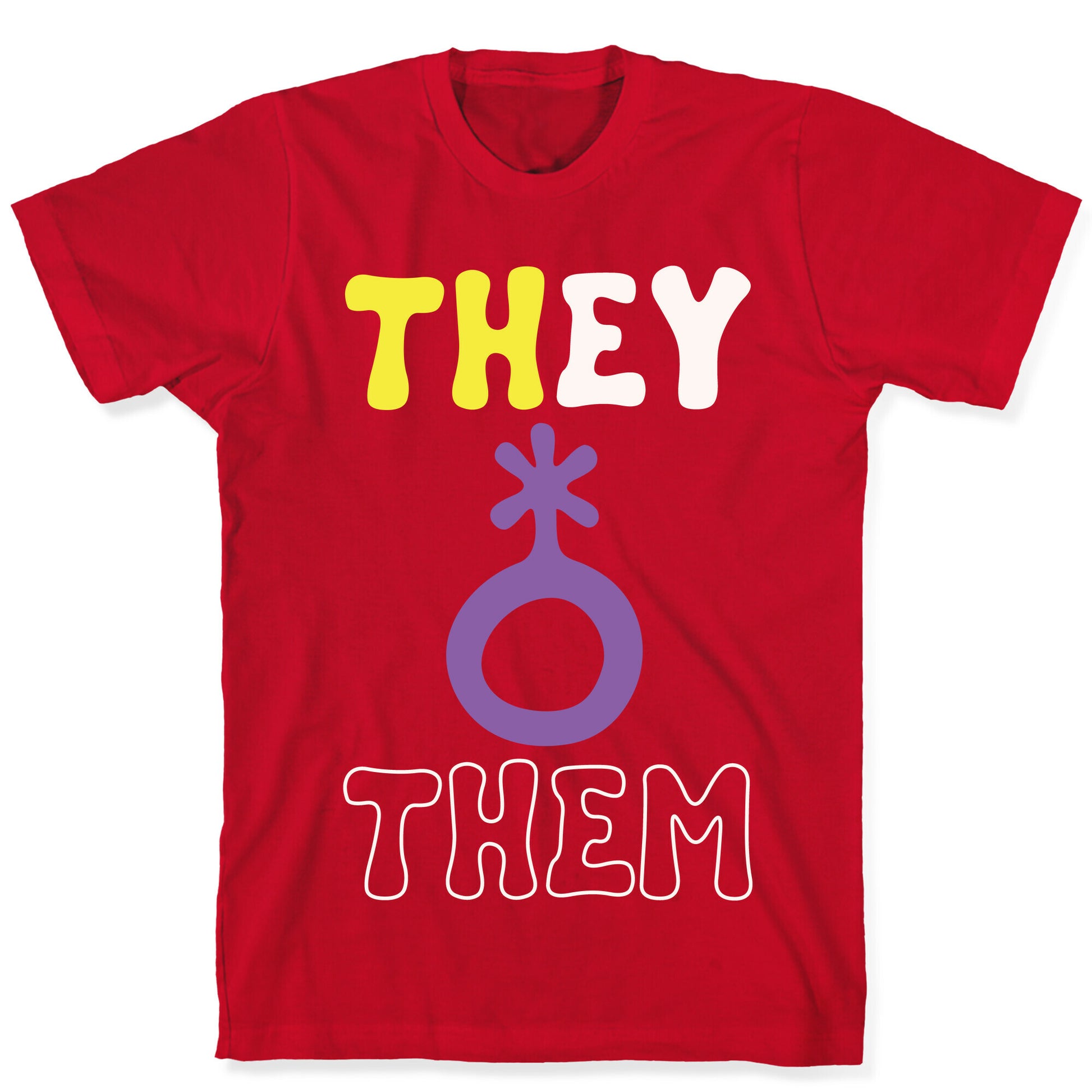 They Them Non Binary White Print T-Shirt