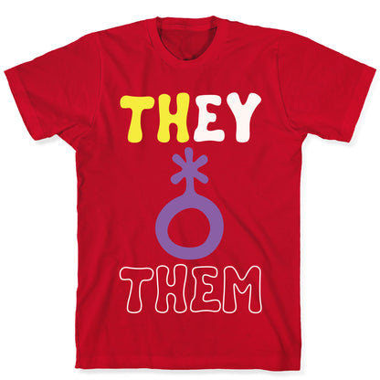 They Them Non Binary White Print T-Shirt