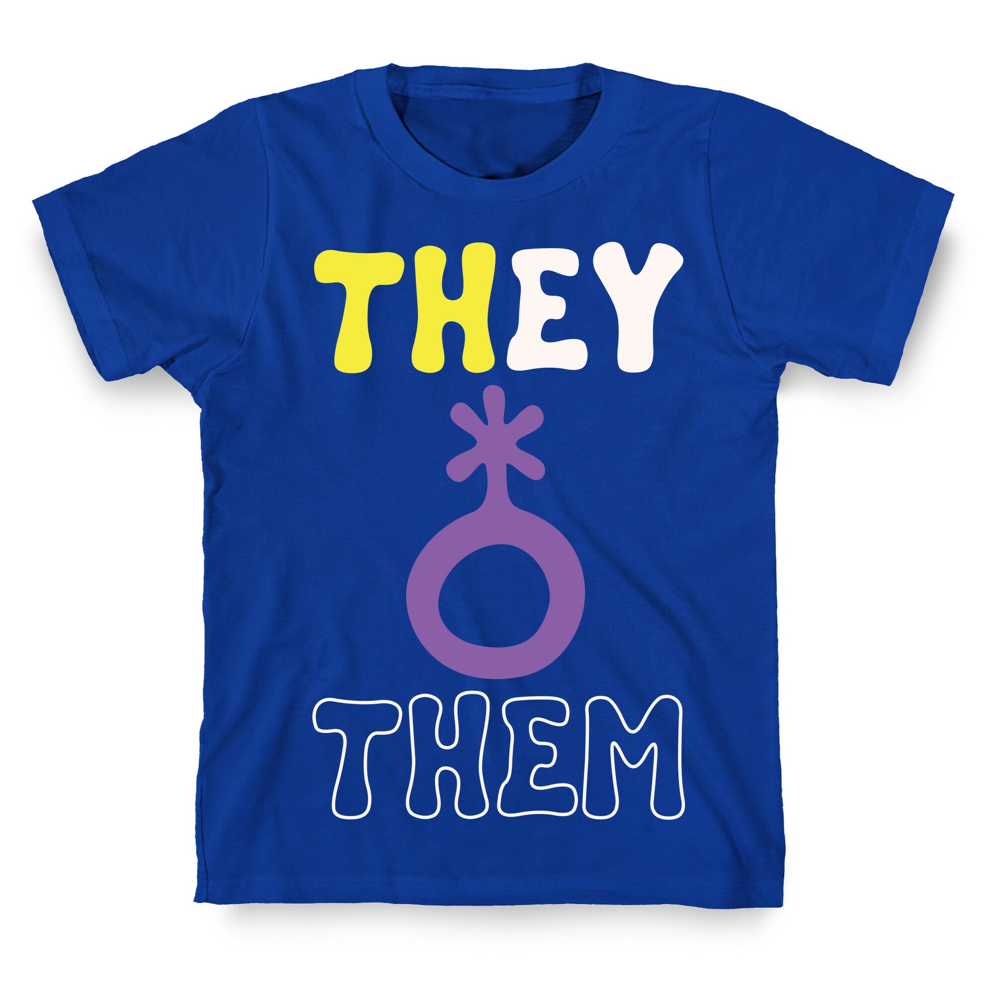They Them Non Binary White Print T-Shirt