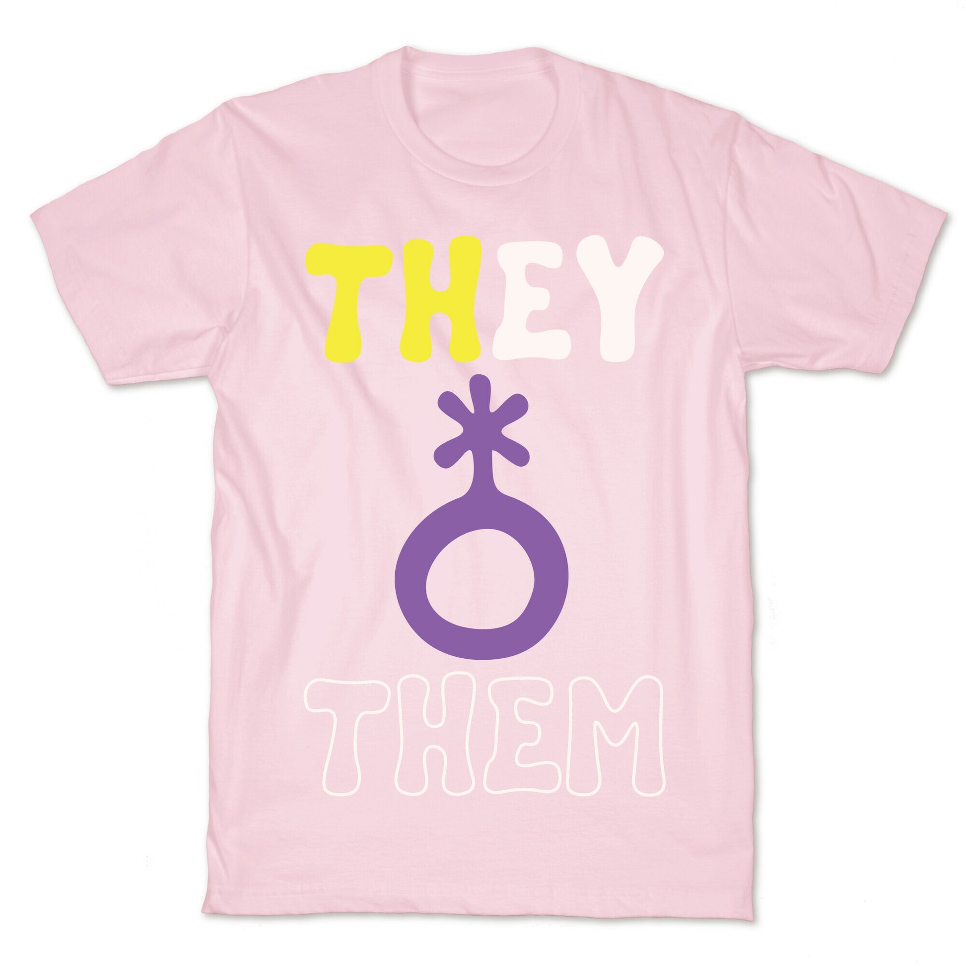 They Them Non Binary White Print T-Shirt