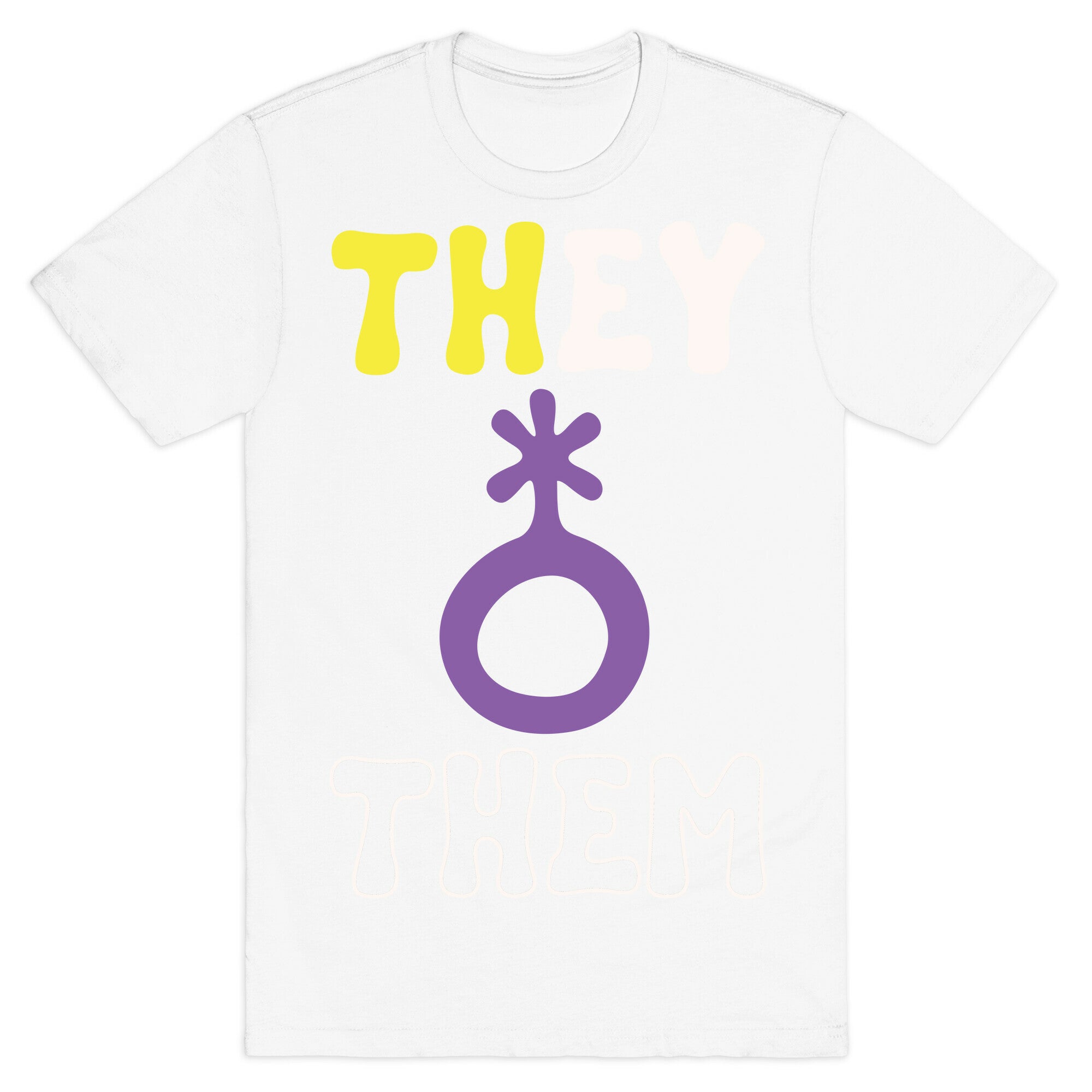 They Them Non Binary White Print T-Shirt