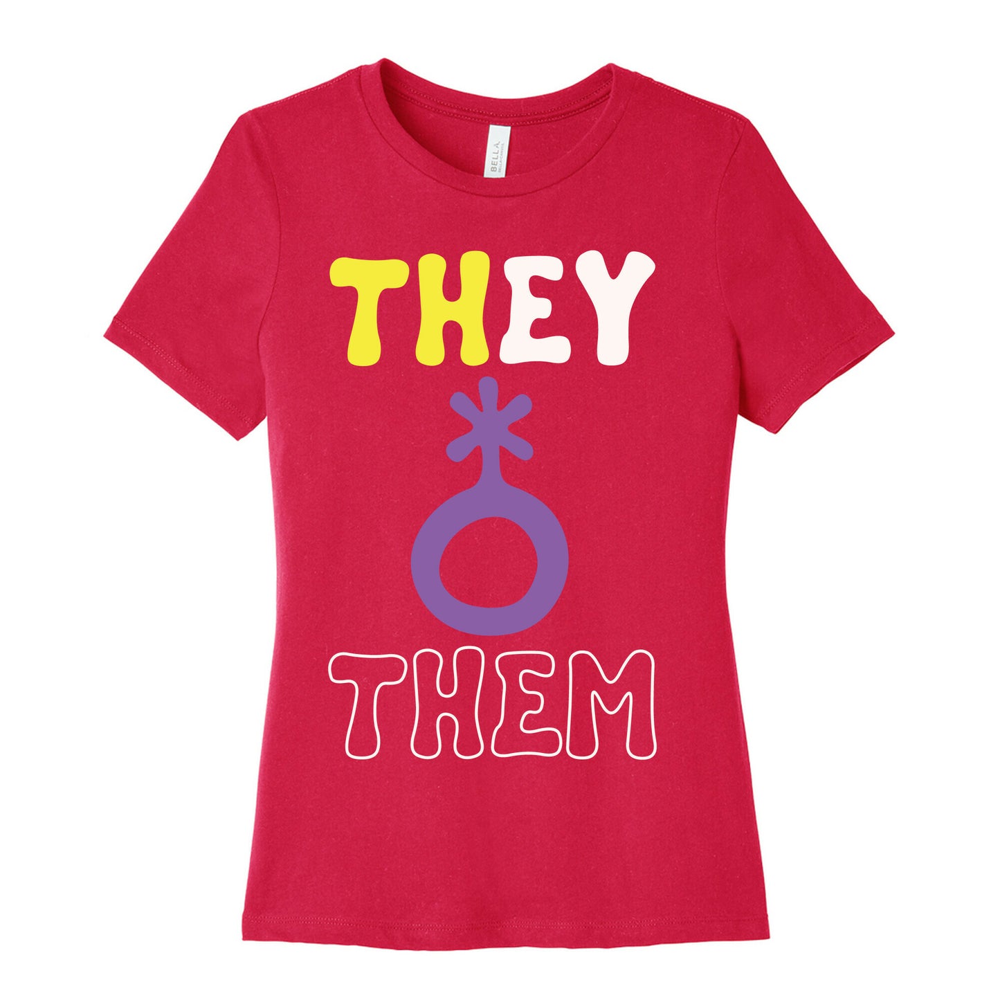 They Them Non Binary White Print Women's Cotton Tee