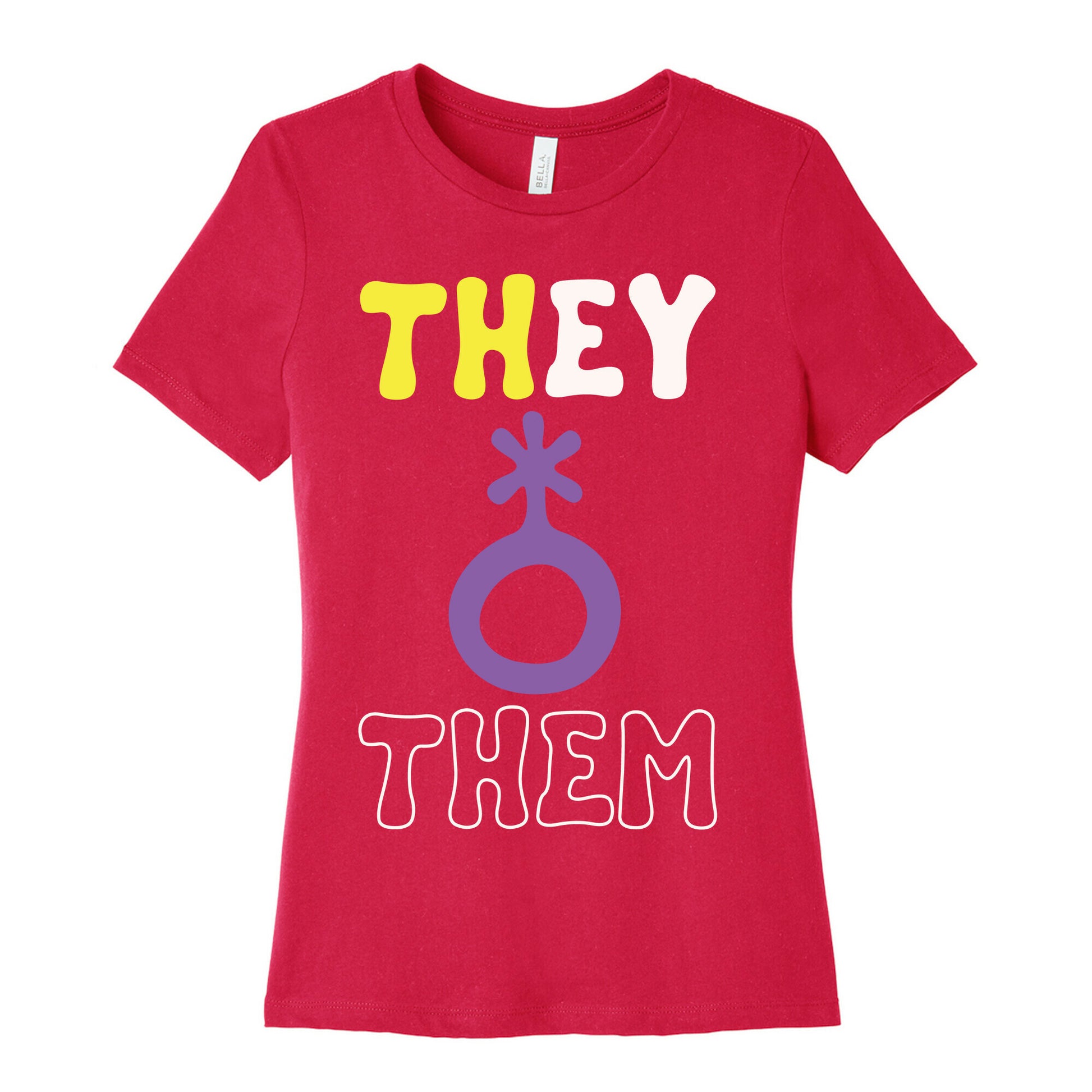 They Them Non Binary White Print Women's Cotton Tee
