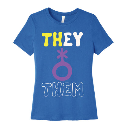 They Them Non Binary White Print Women's Cotton Tee