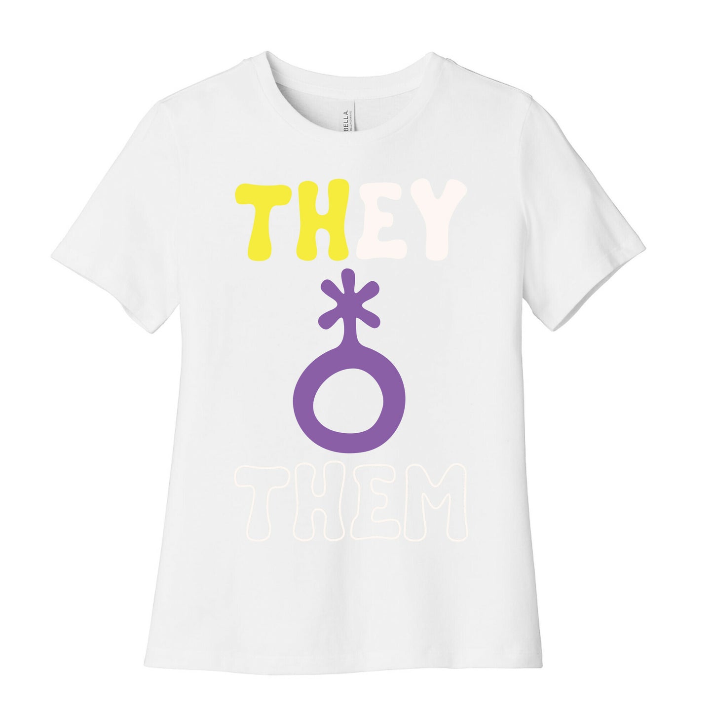 They Them Non Binary White Print Women's Cotton Tee