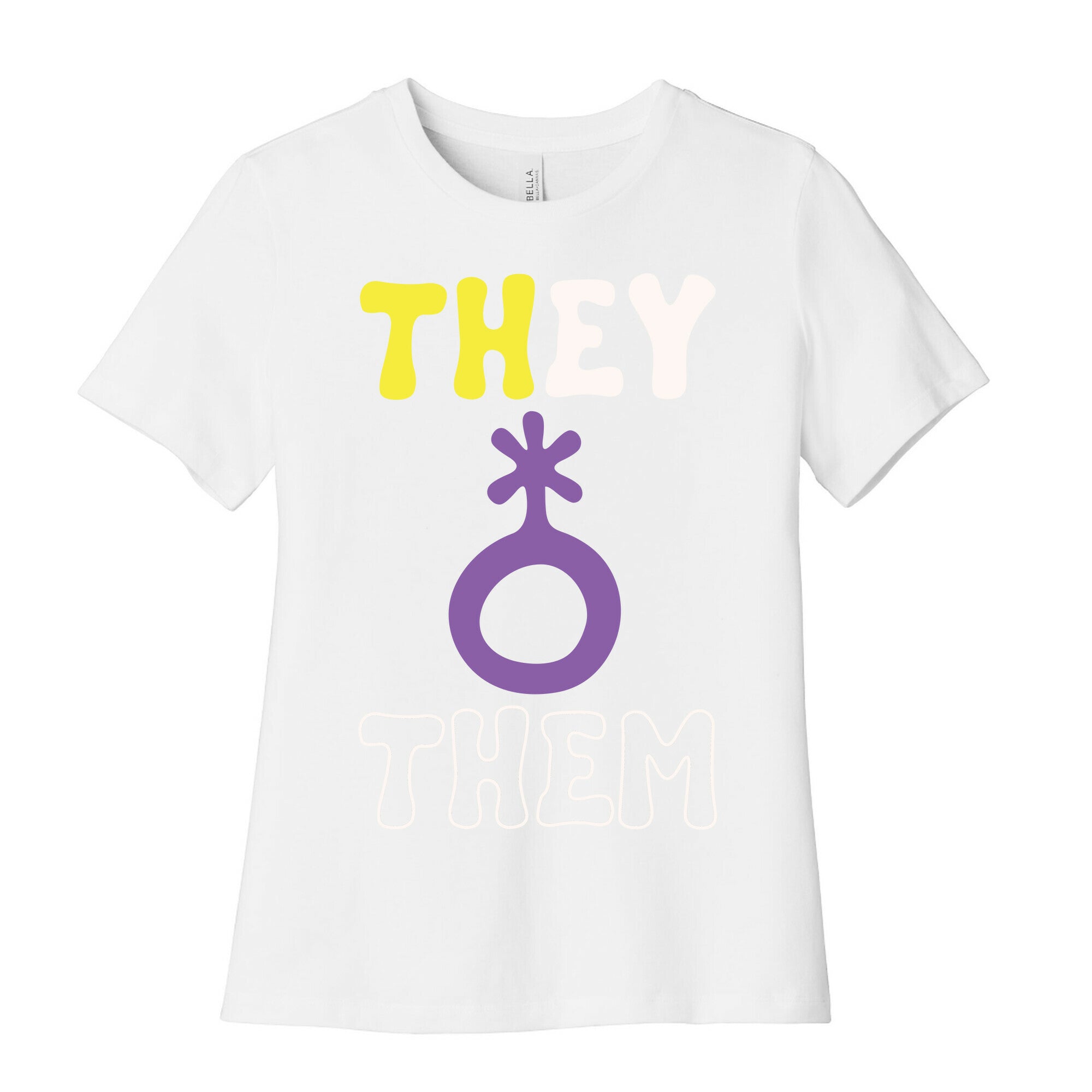 They Them Non Binary White Print Women's Cotton Tee