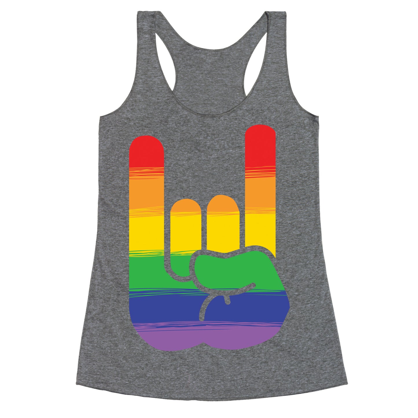 Rock On Gay Pride Racerback Tank