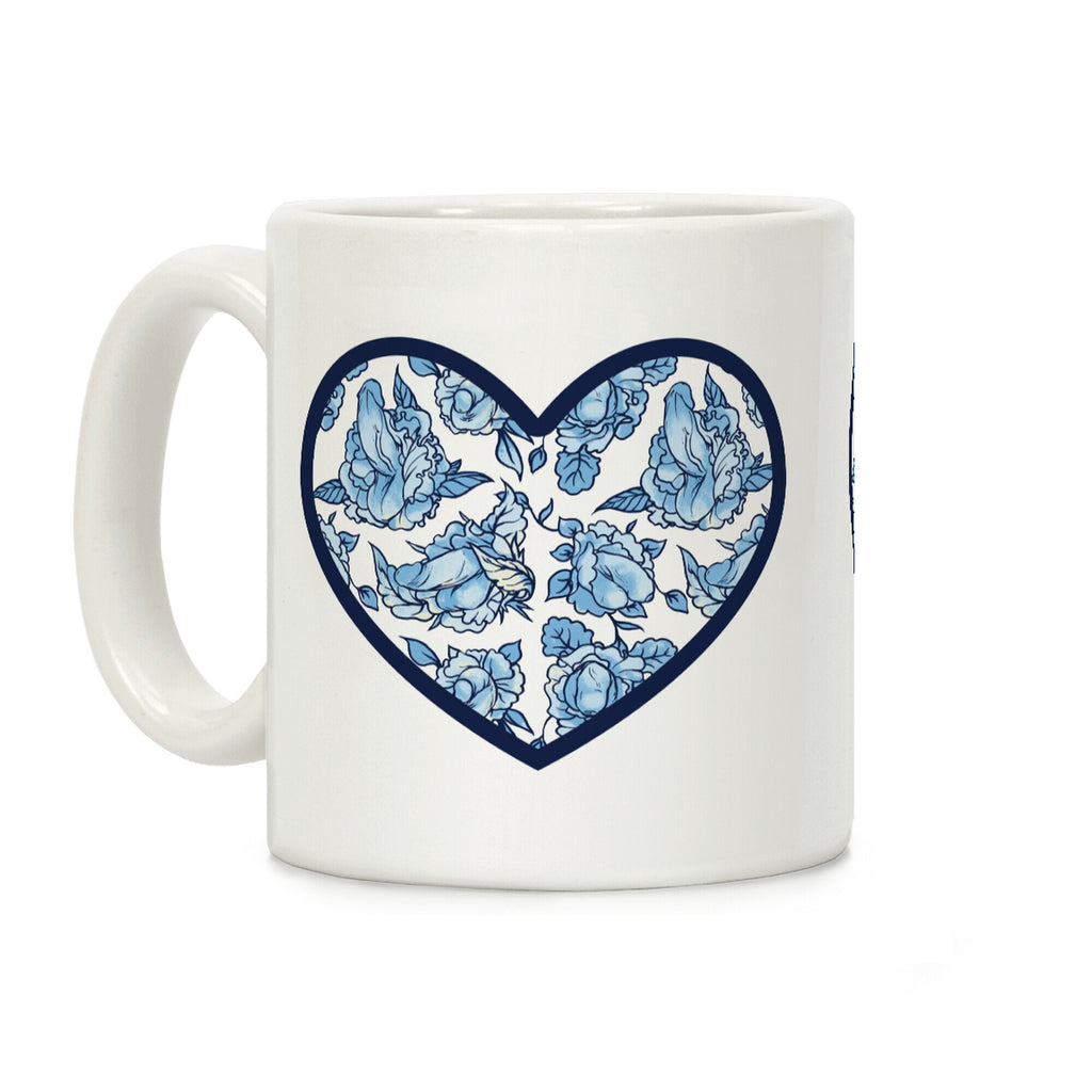 Floral Penis Pattern Heart Coffee Mug
