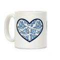 Floral Penis Pattern Heart Coffee Mug
