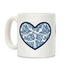 Floral Penis Pattern Heart Coffee Mug
