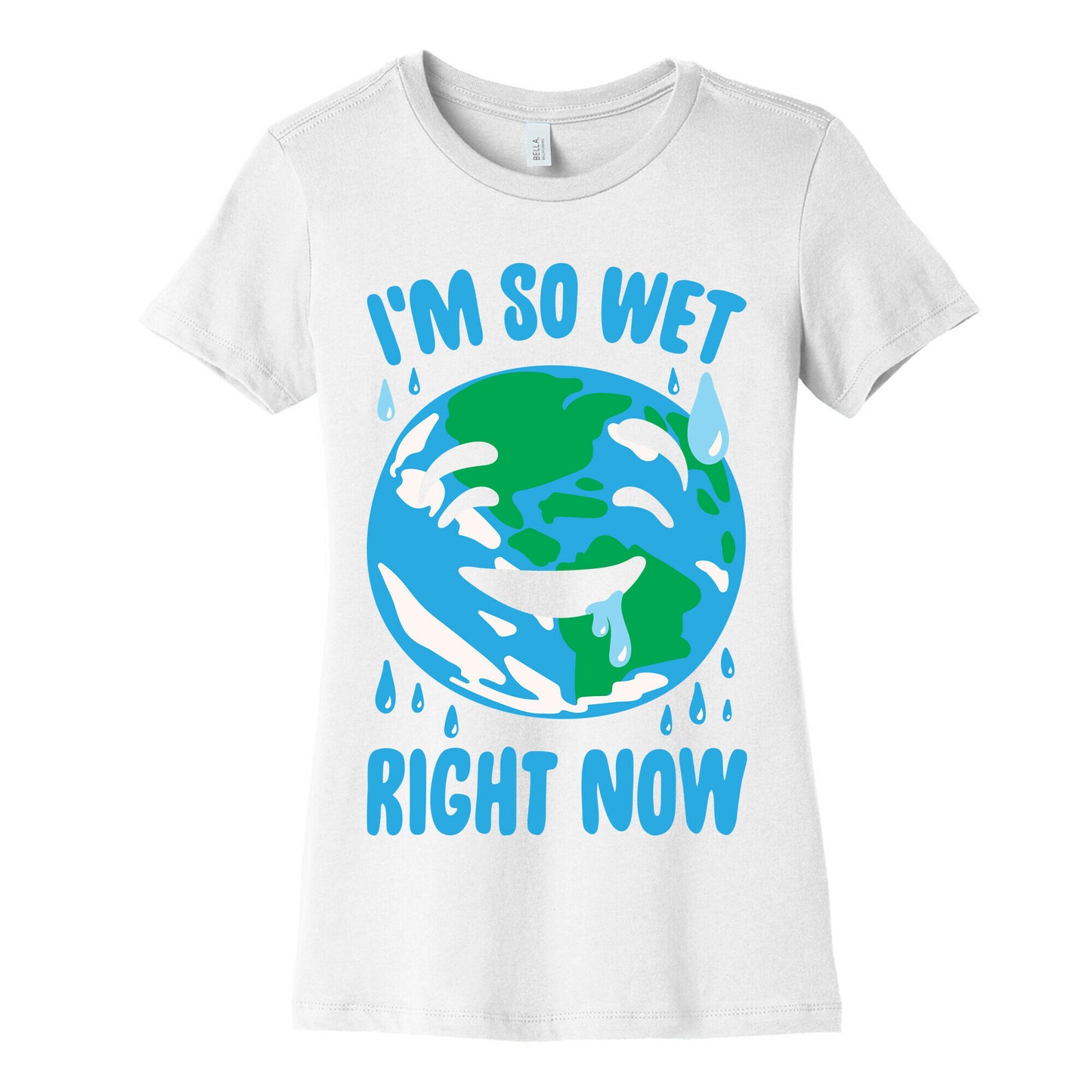 I'm So Wet Right Now Earth Parody White Print Women's Cotton Tee