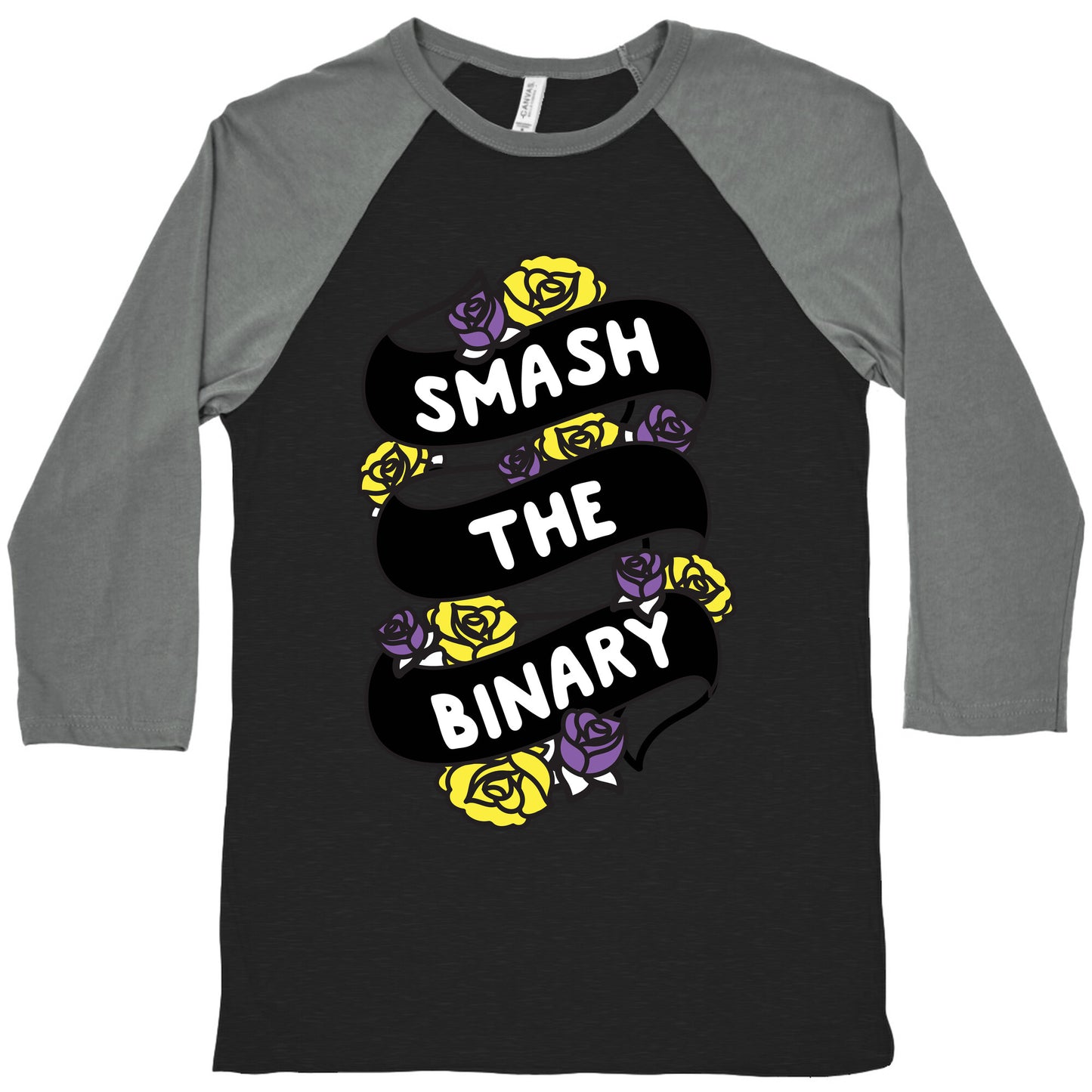 Smash The Binary Ribbon Baseball Tee