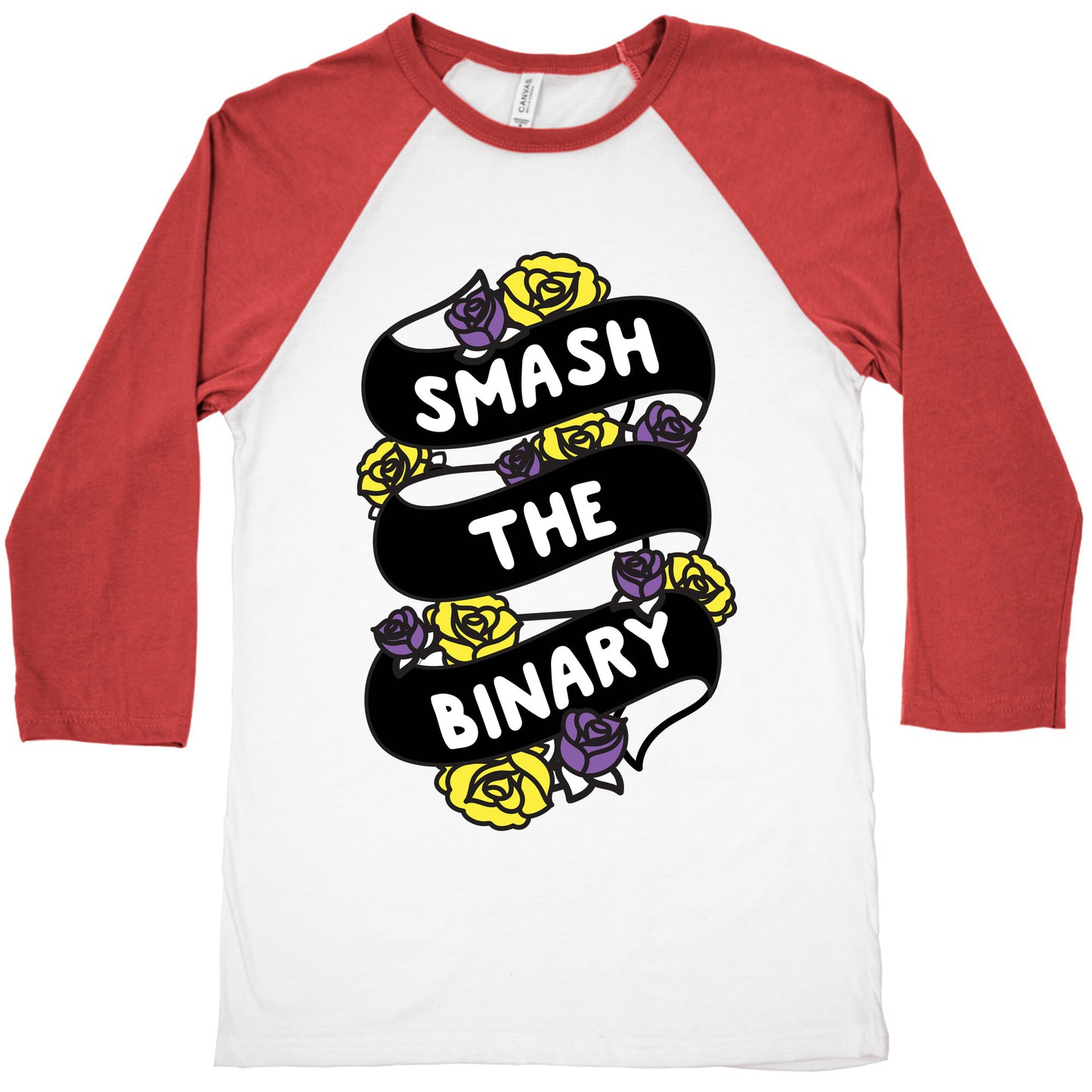 Smash The Binary Ribbon Baseball Tee