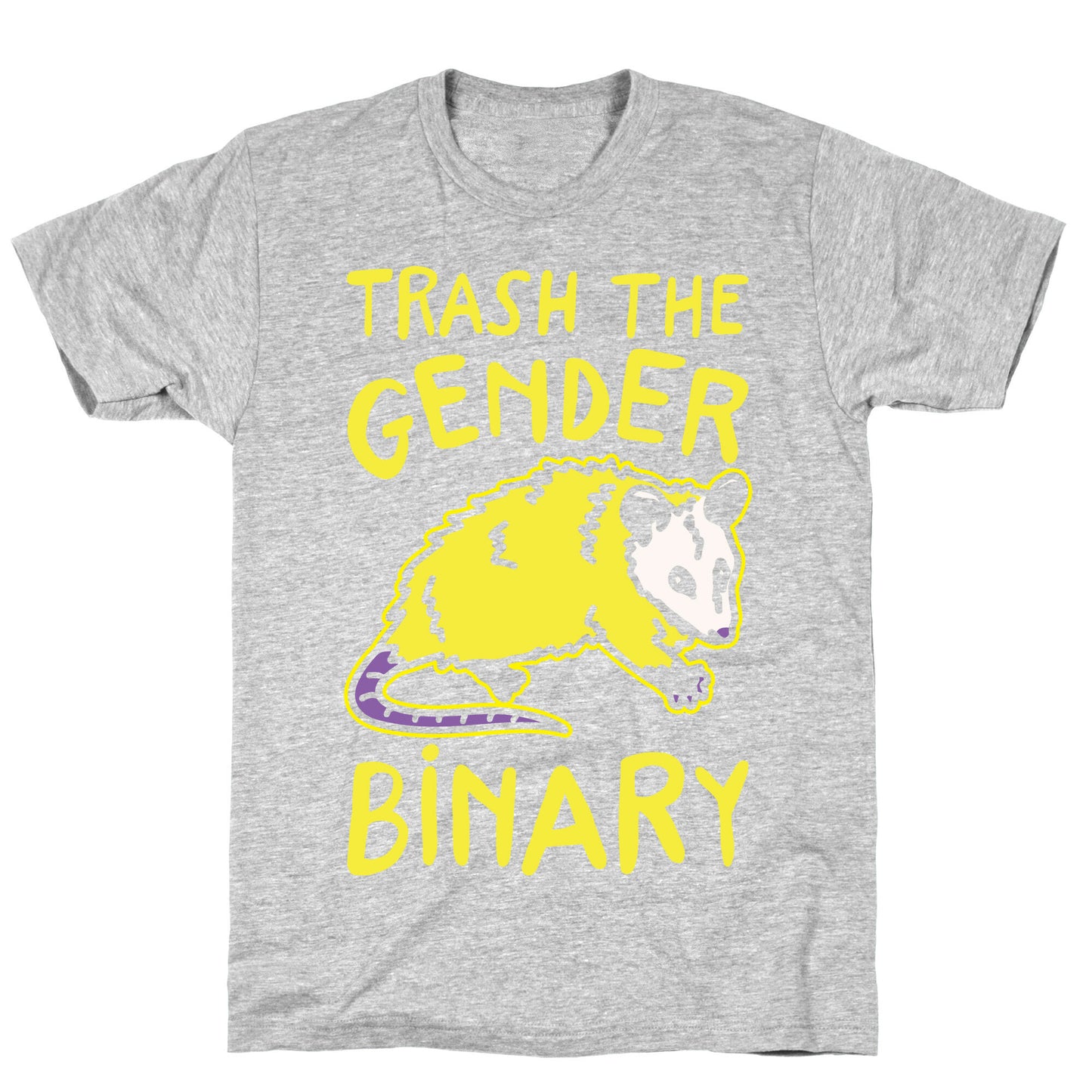 Trash The Gender Binary Possum White Print T-Shirt