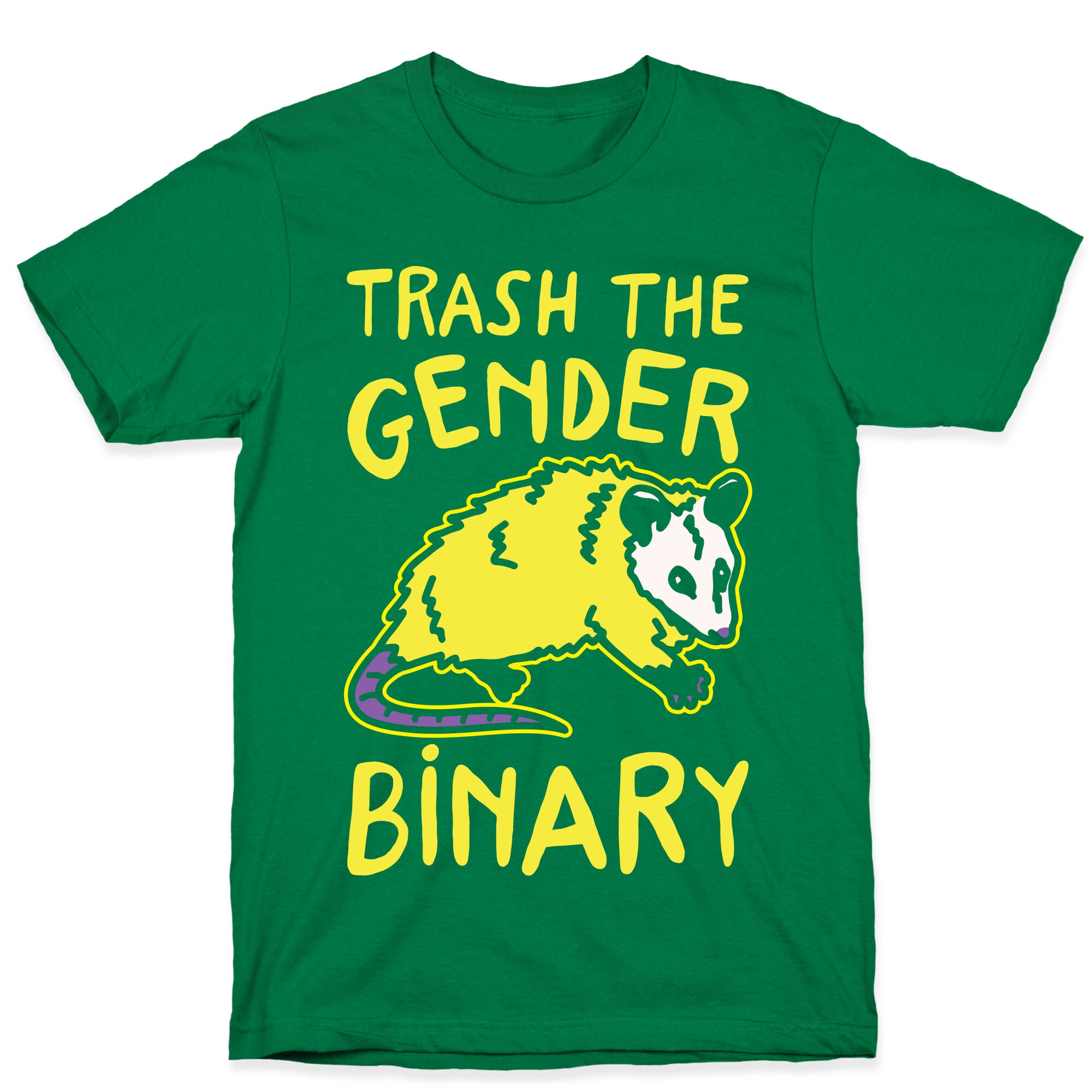 Trash The Gender Binary Possum White Print T-Shirt