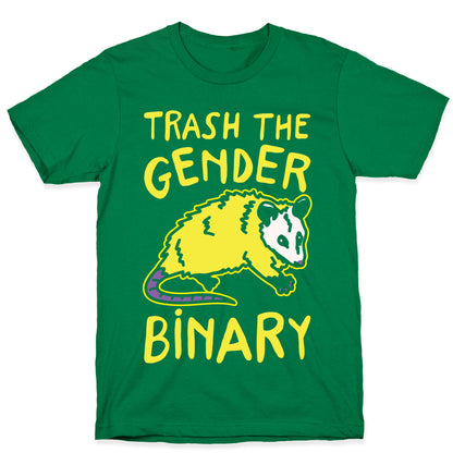 Trash The Gender Binary Possum White Print T-Shirt