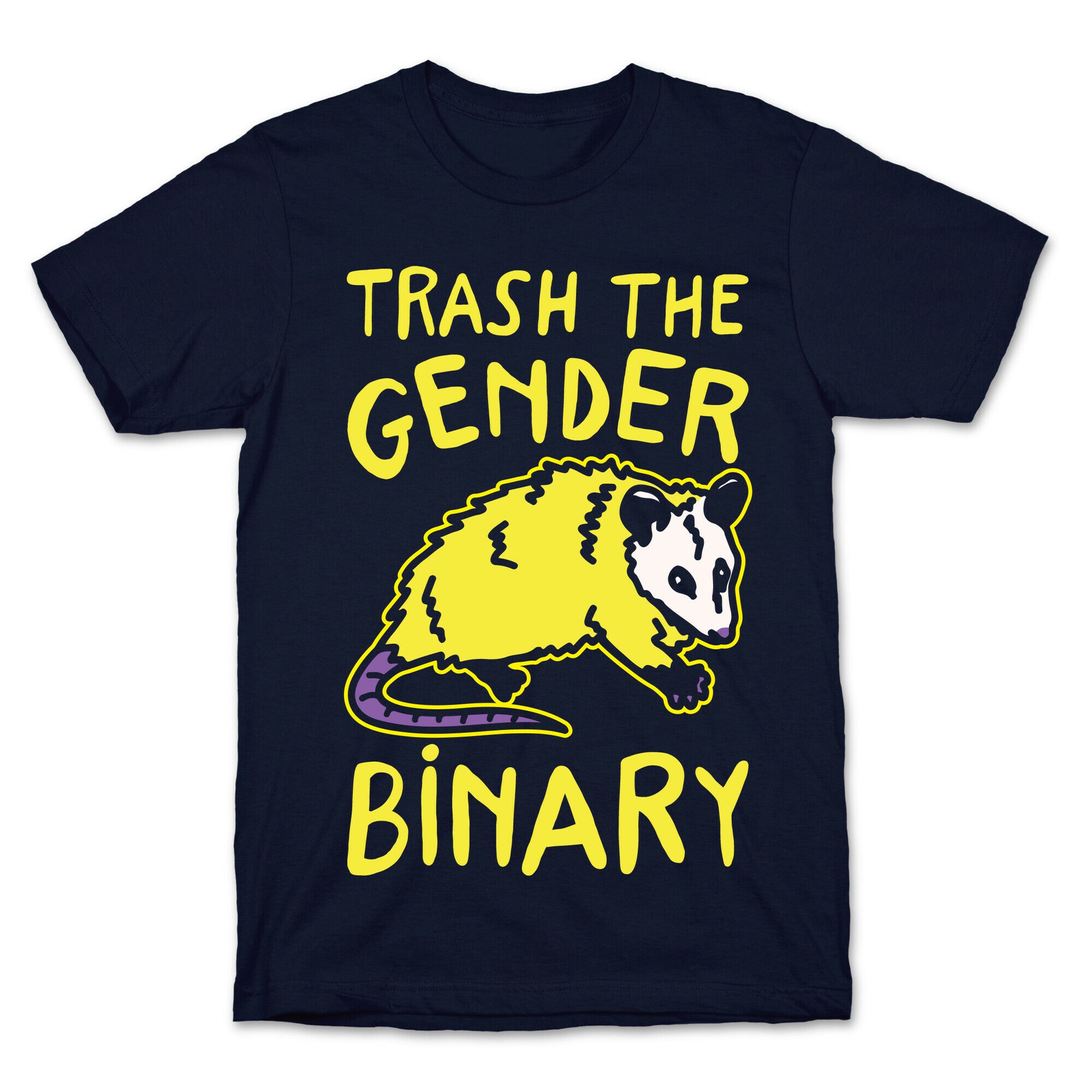 Trash The Gender Binary Possum White Print T-Shirt