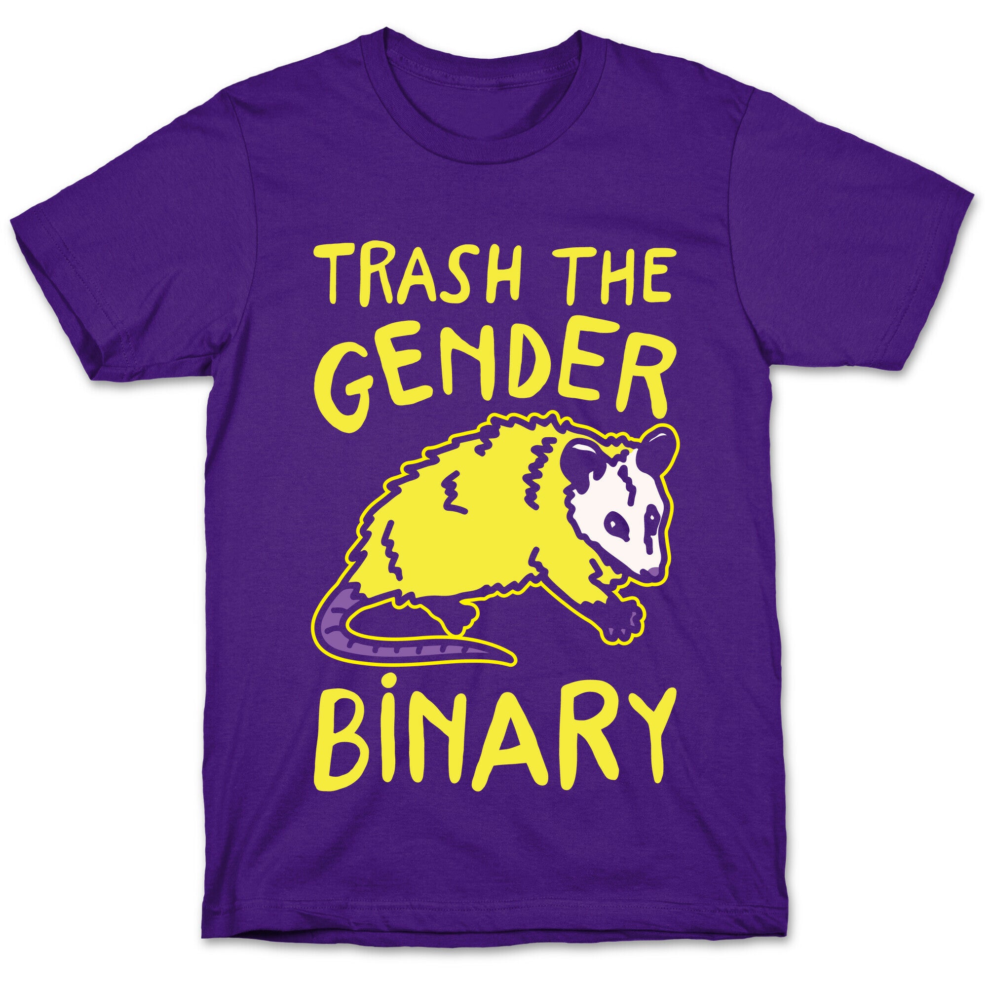 Trash The Gender Binary Possum White Print T-Shirt