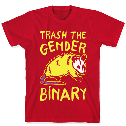 Trash The Gender Binary Possum White Print T-Shirt