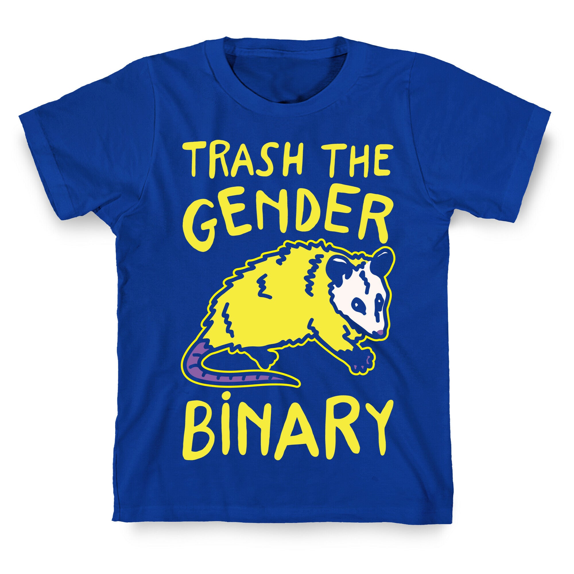 Trash The Gender Binary Possum White Print T-Shirt