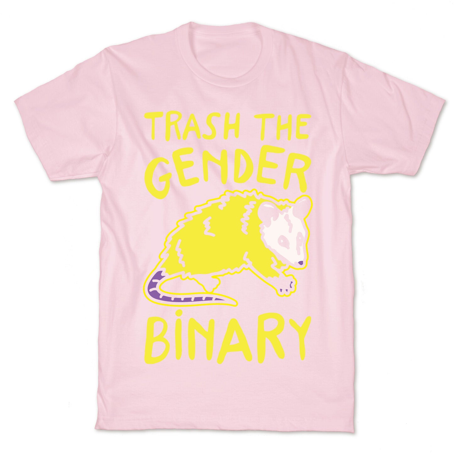 Trash The Gender Binary Possum White Print T-Shirt