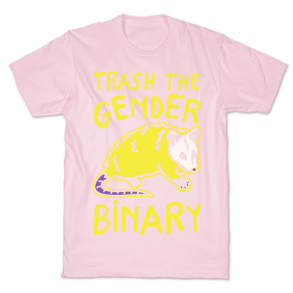 Trash The Gender Binary Possum White Print T-Shirt
