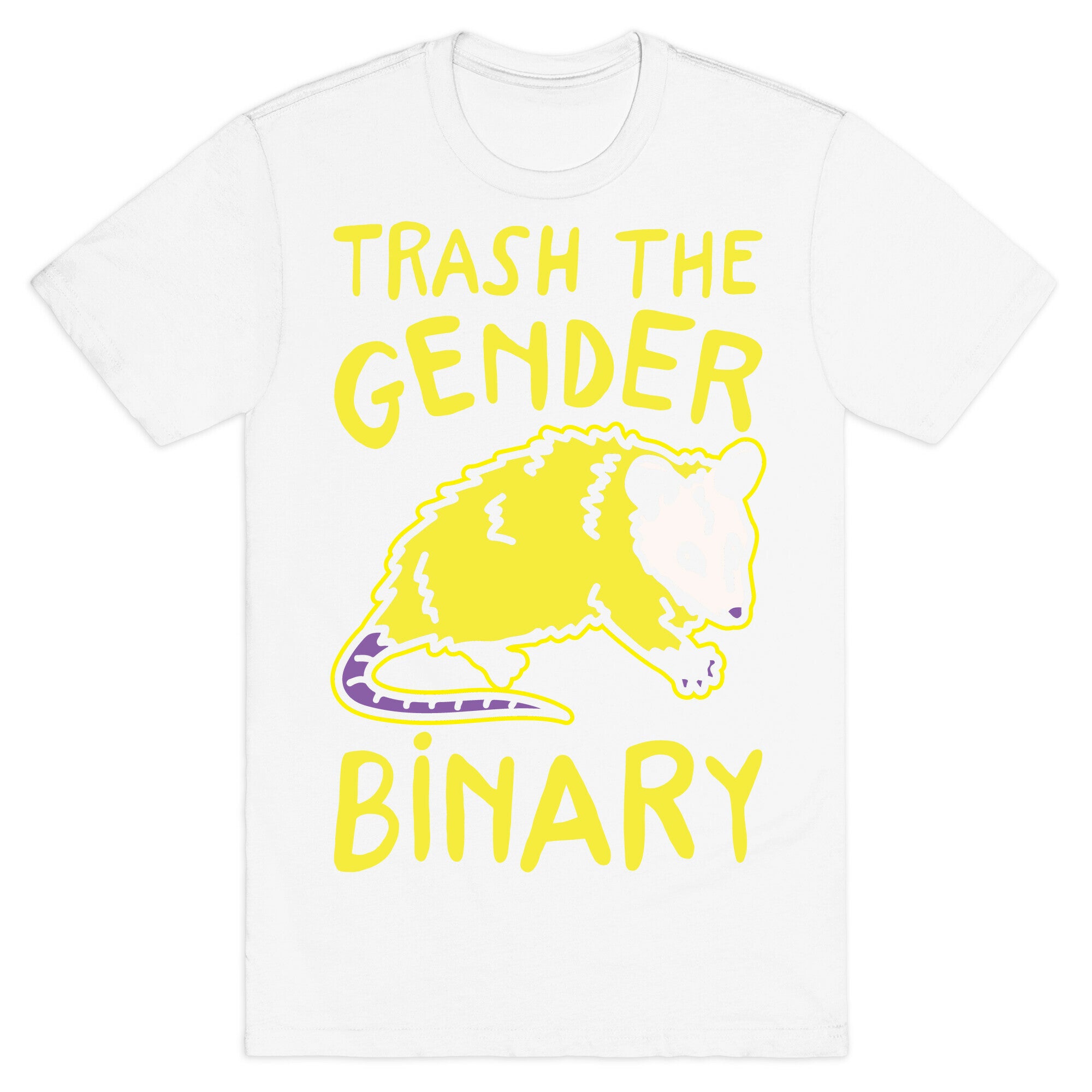 Trash The Gender Binary Possum White Print T-Shirt
