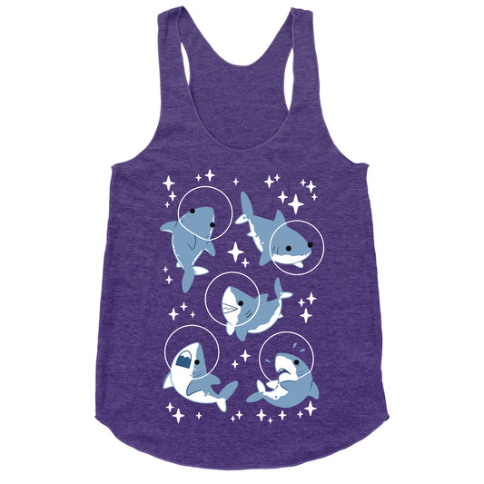 Space Shark Pattern Racerback Tank