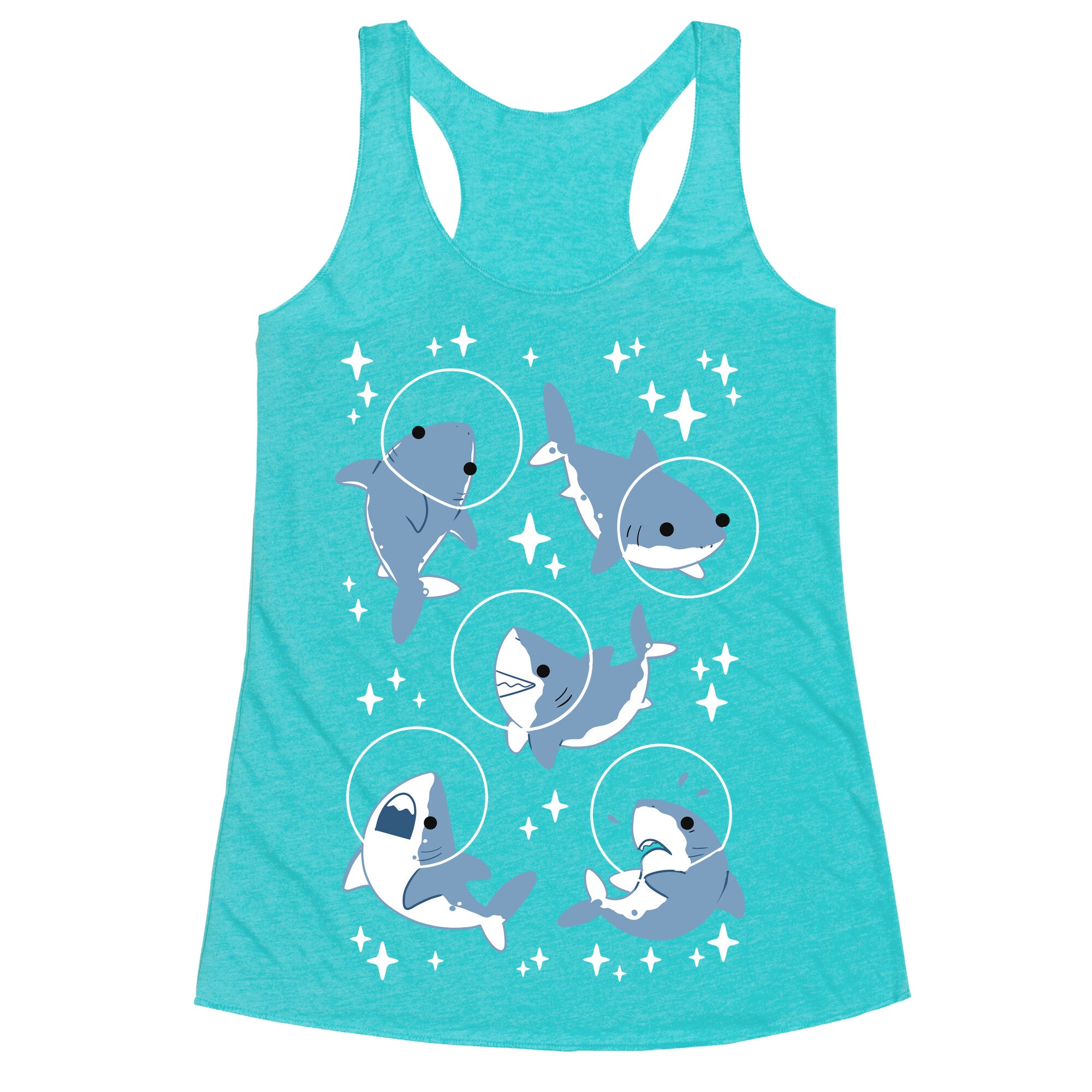 Space Shark Pattern Racerback Tank