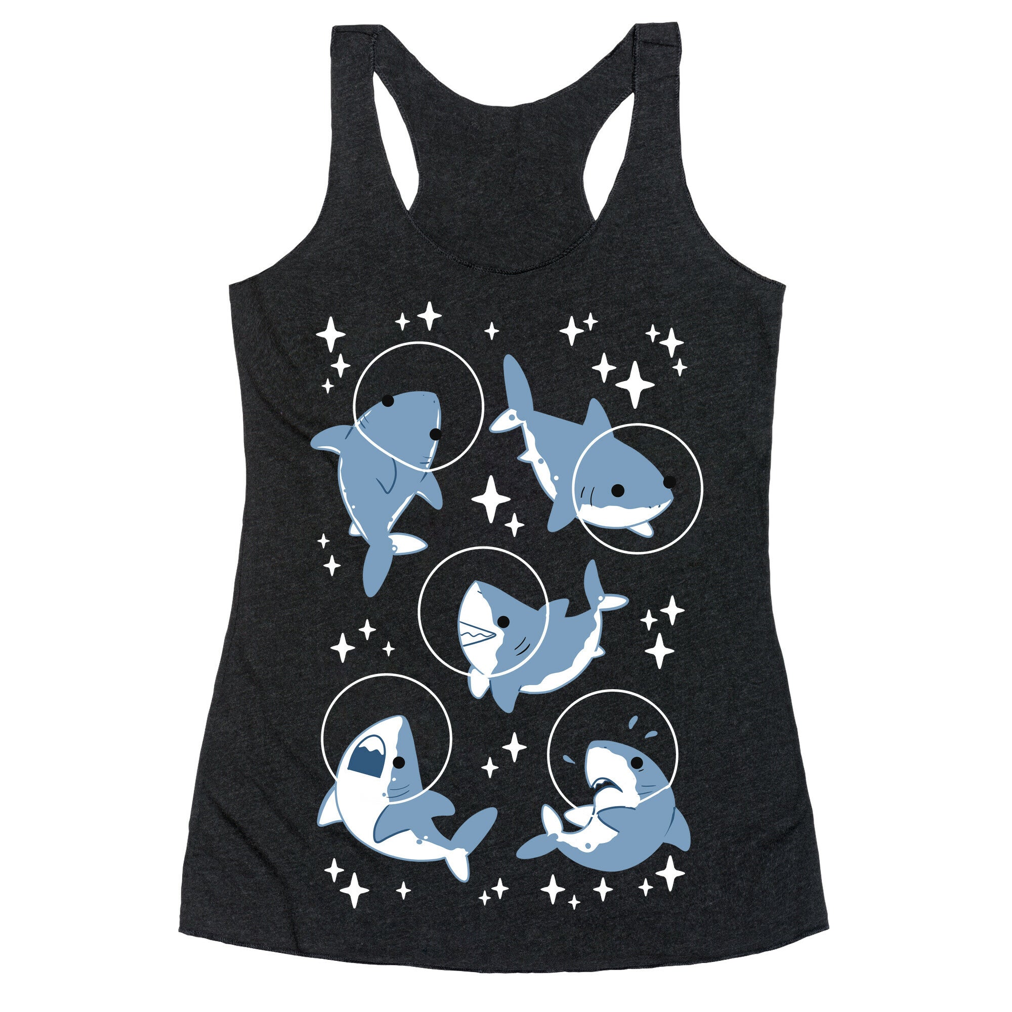 Space Shark Pattern Racerback Tank