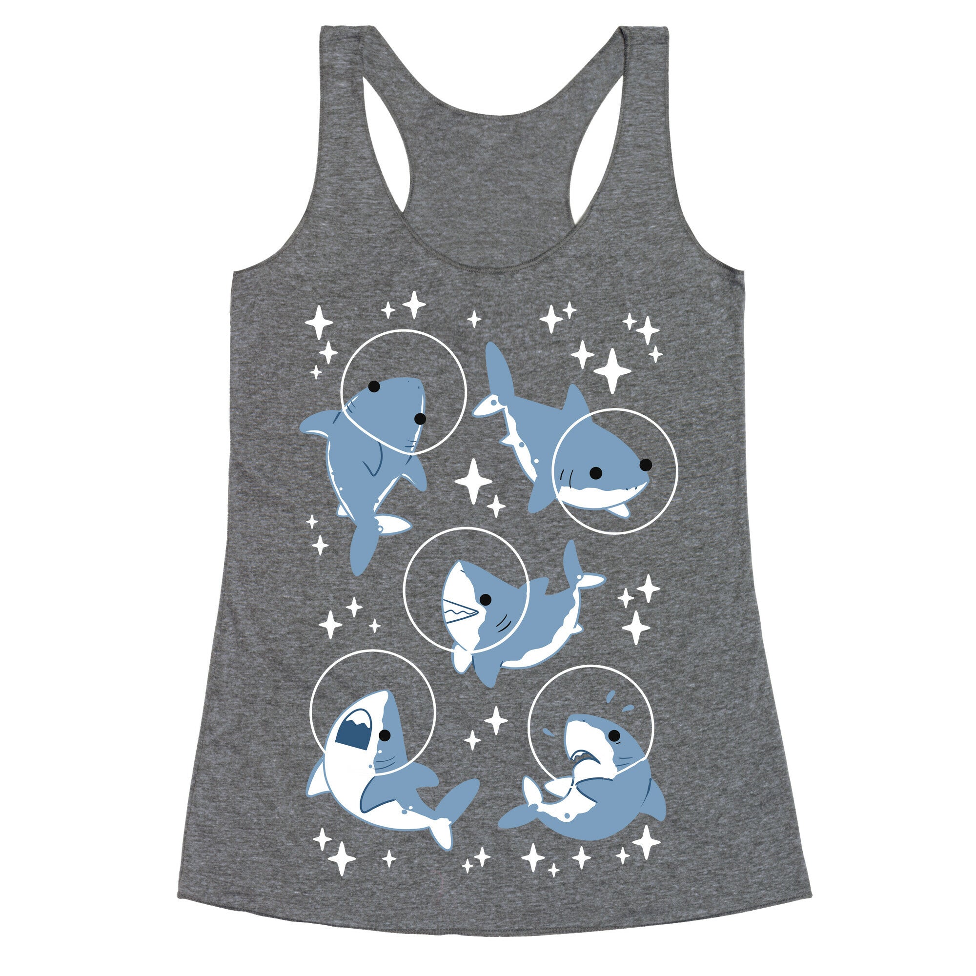 Space Shark Pattern Racerback Tank