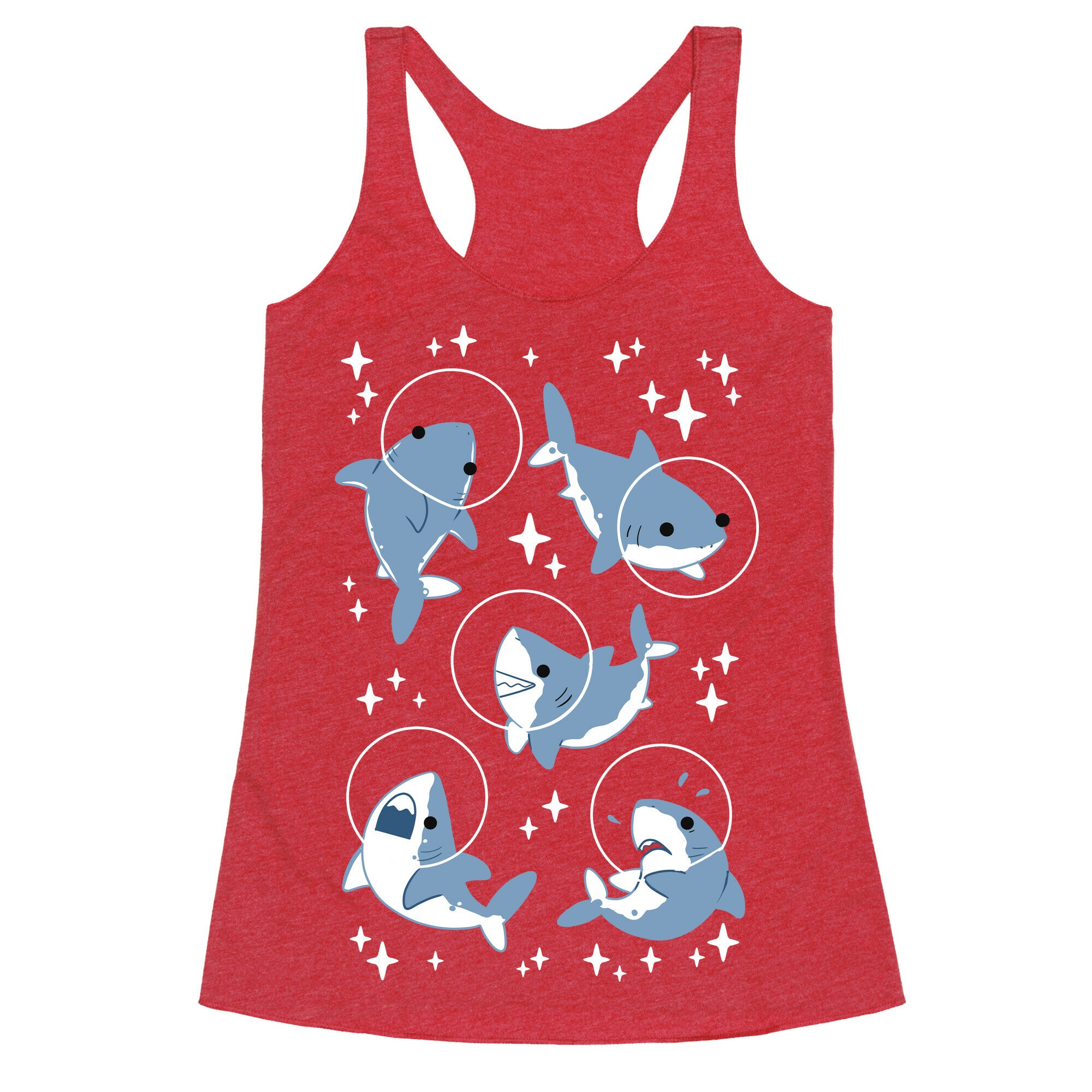 Space Shark Pattern Racerback Tank