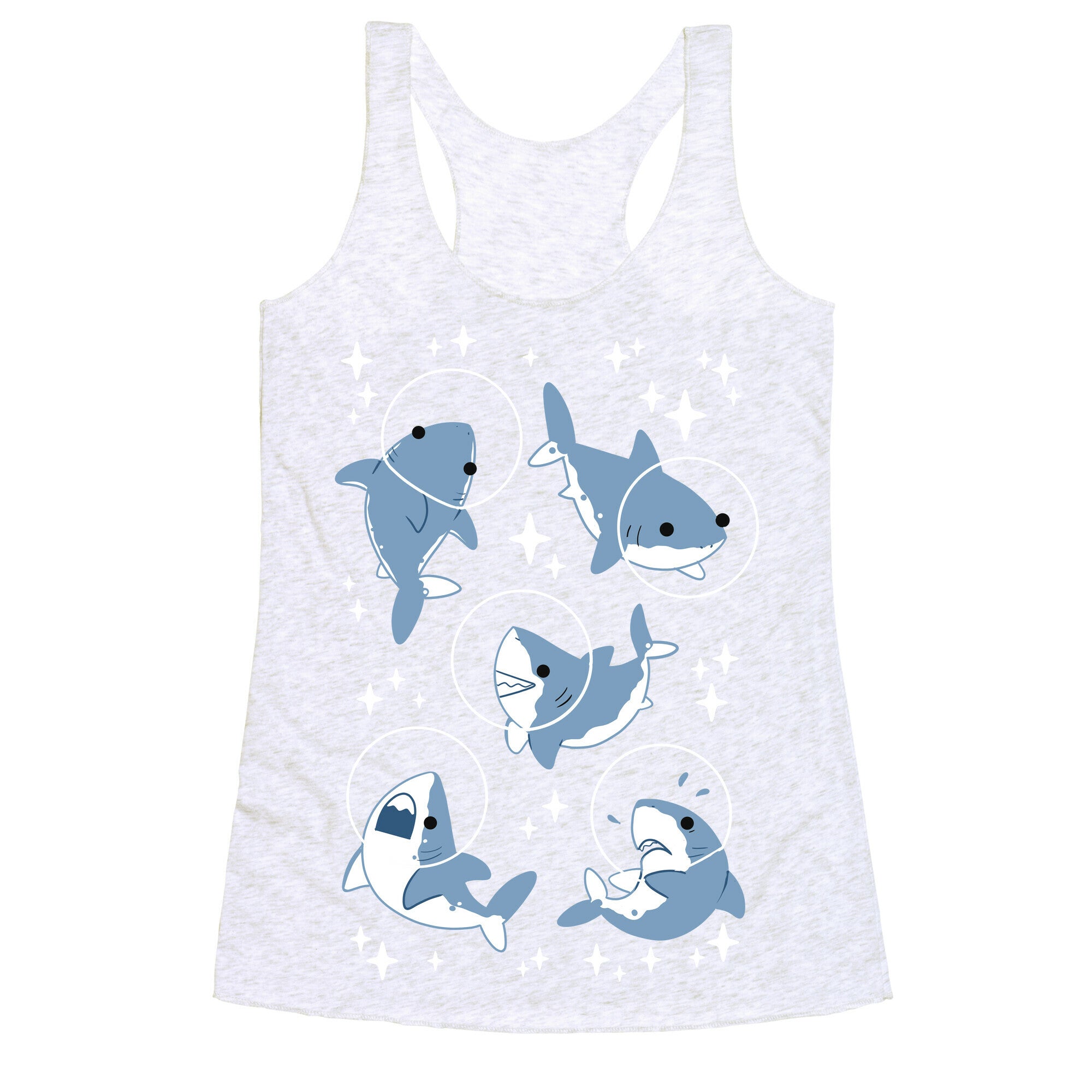 Space Shark Pattern Racerback Tank