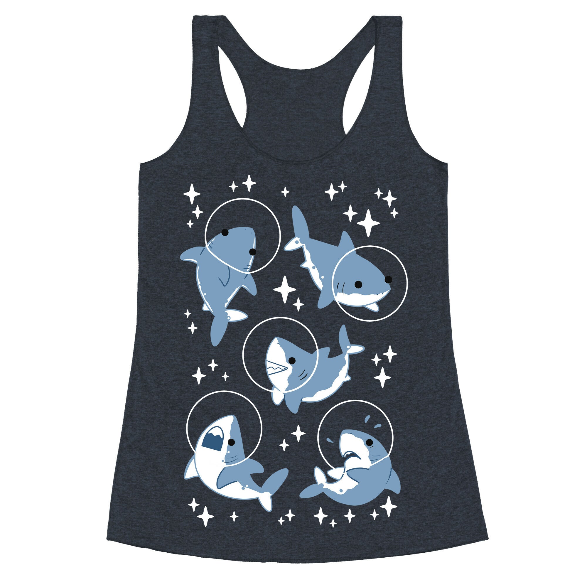 Space Shark Pattern Racerback Tank