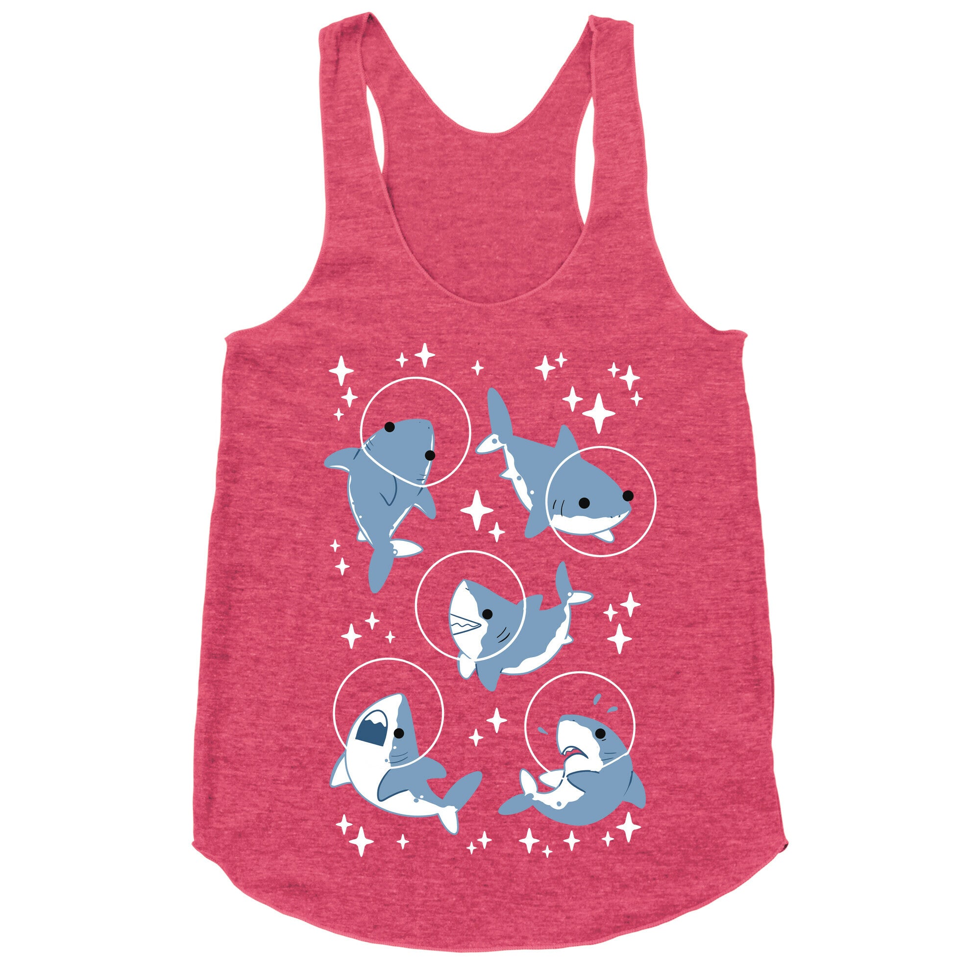 Space Shark Pattern Racerback Tank
