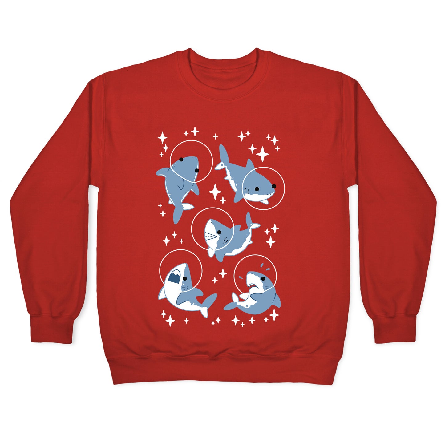 Space Shark Pattern Crewneck Sweatshirt
