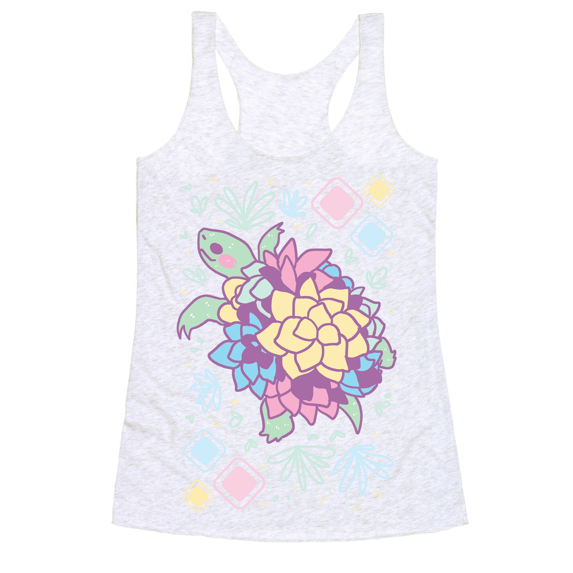 Pastel Succulent Turtle Racerback Tank