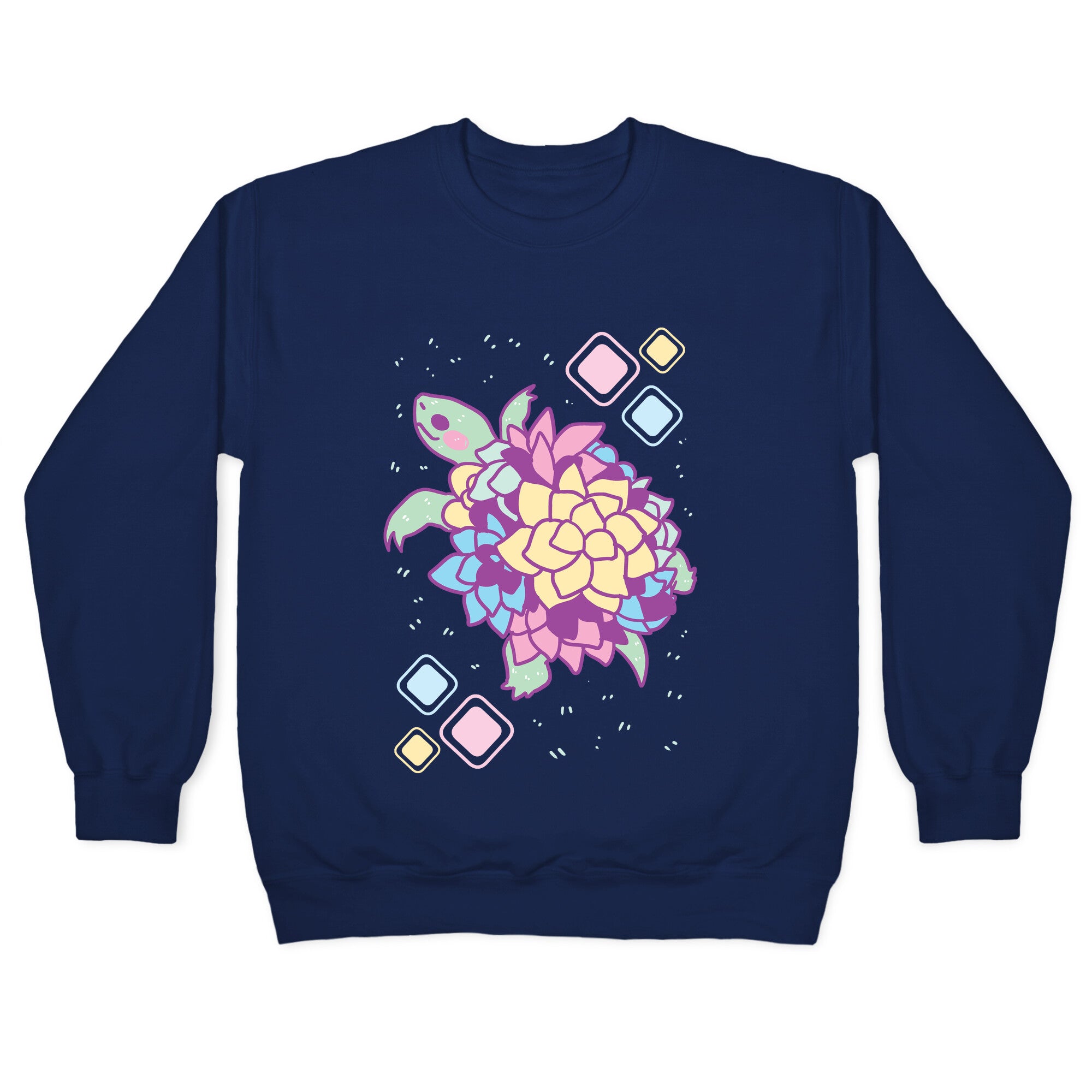 Pastel Succulent Turtle Crewneck Sweatshirt