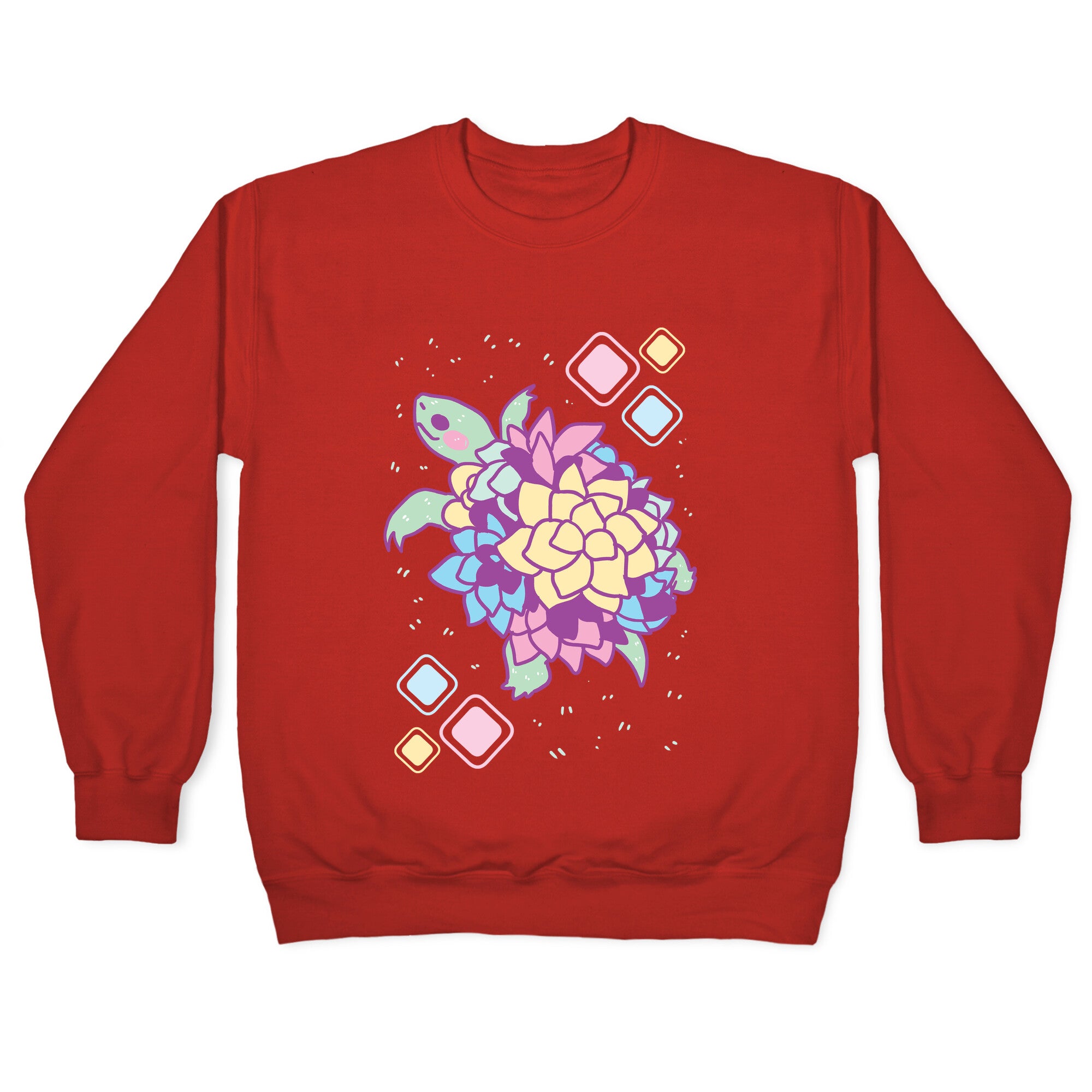 Pastel Succulent Turtle Crewneck Sweatshirt