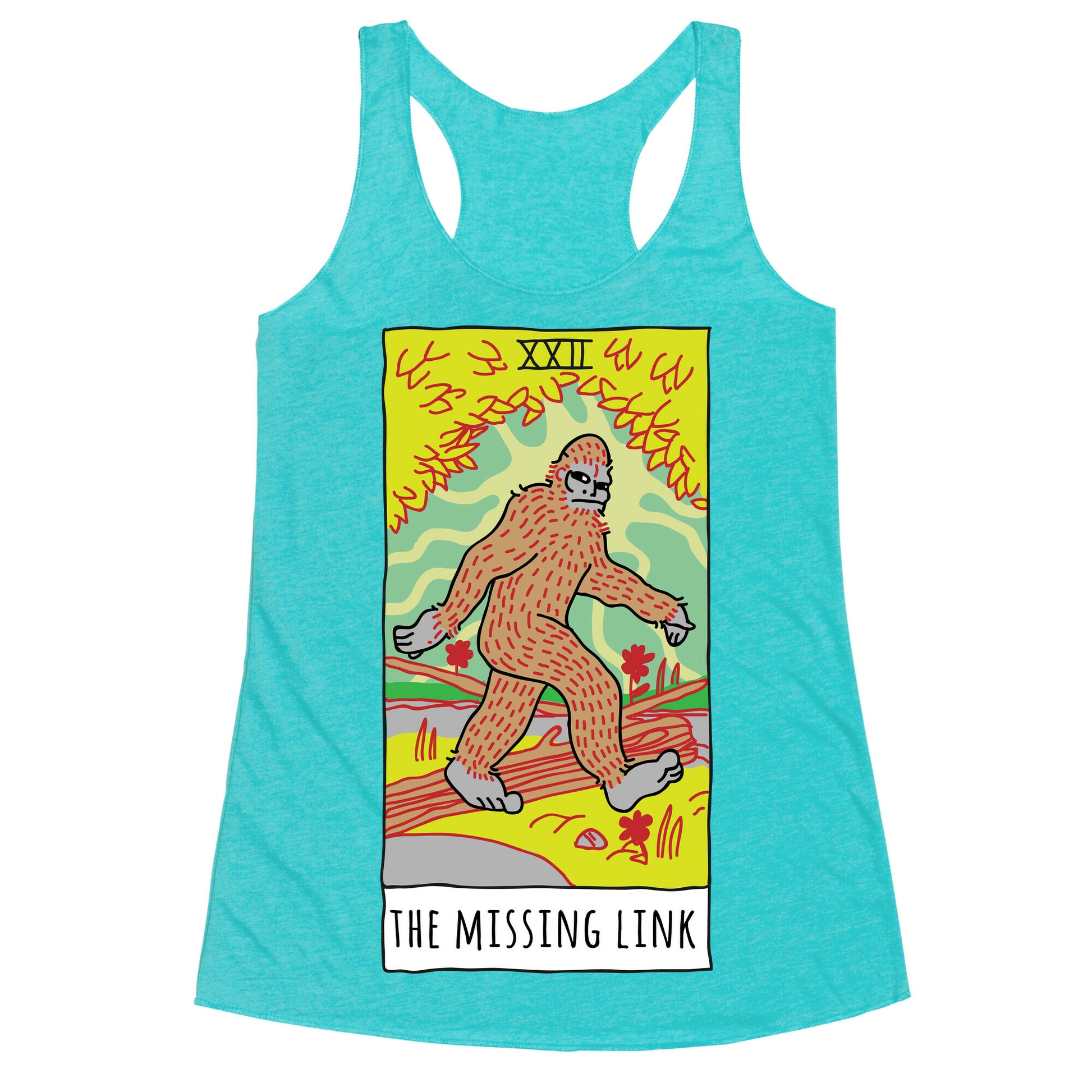 The Missing Link Bigfoot Tarot Racerback Tank