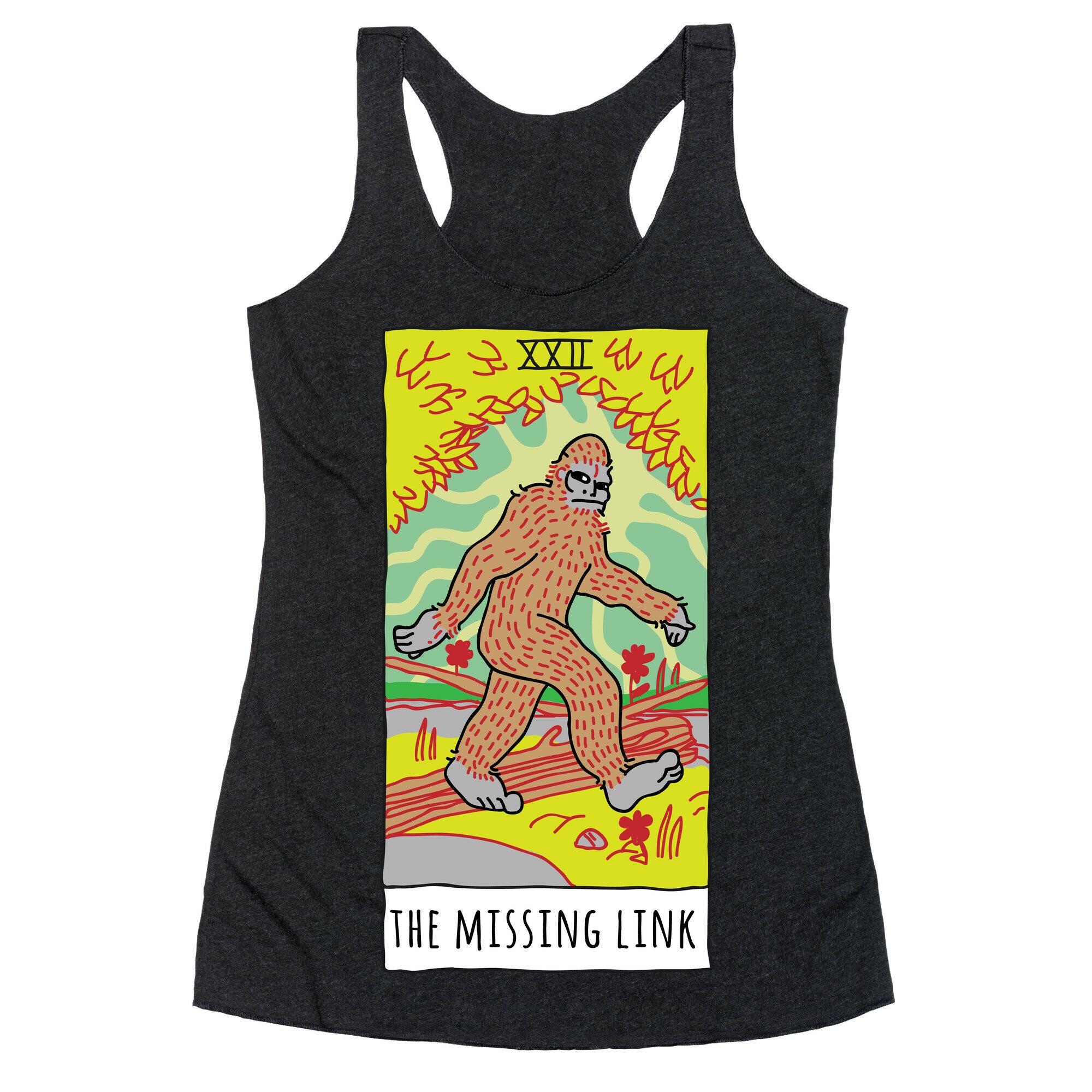 The Missing Link Bigfoot Tarot Racerback Tank